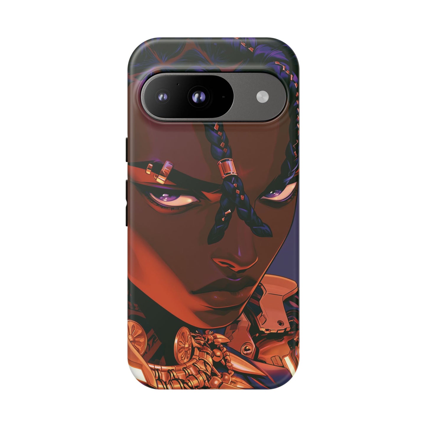 Afrofuturist Phone Case Black Owned iPhone 16 Case Cyberpunk Warrior Art Cultural Gift Tough Case