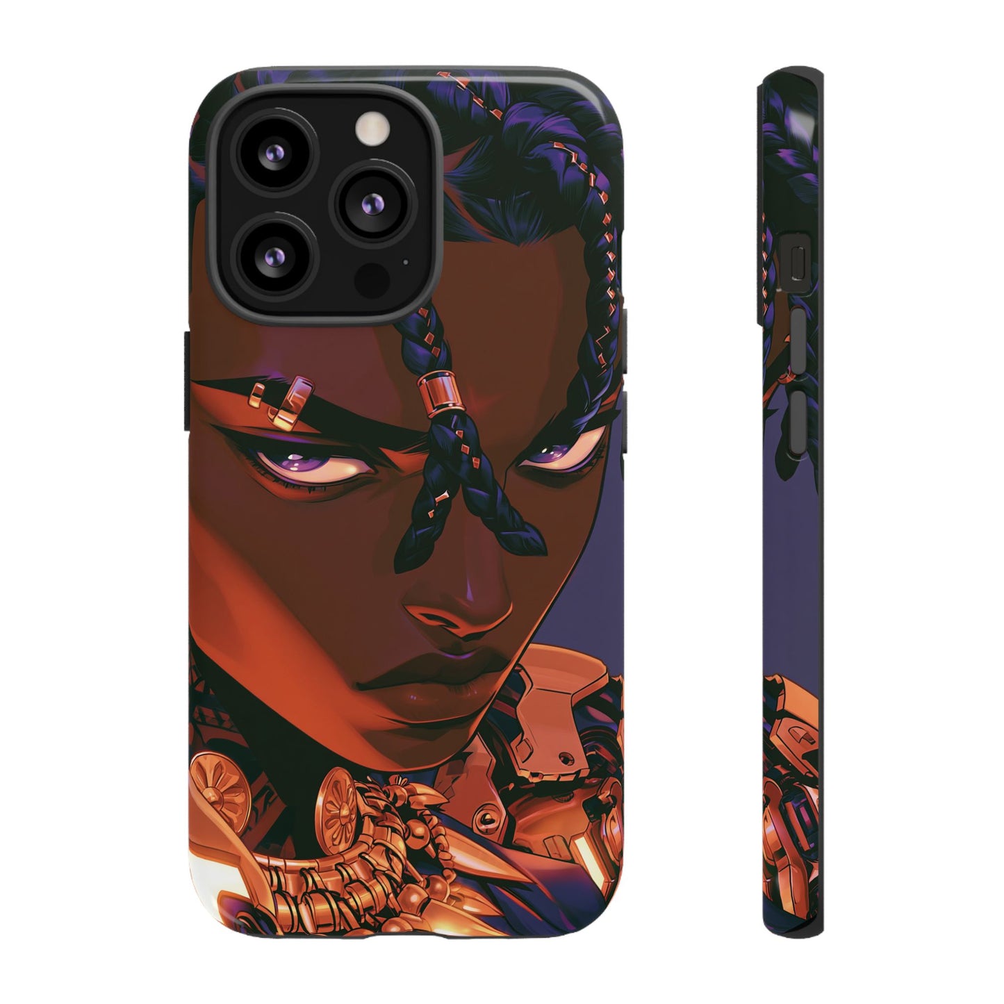 Afrofuturist Phone Case Black Owned iPhone 16 Case Cyberpunk Warrior Art Cultural Gift Tough Case