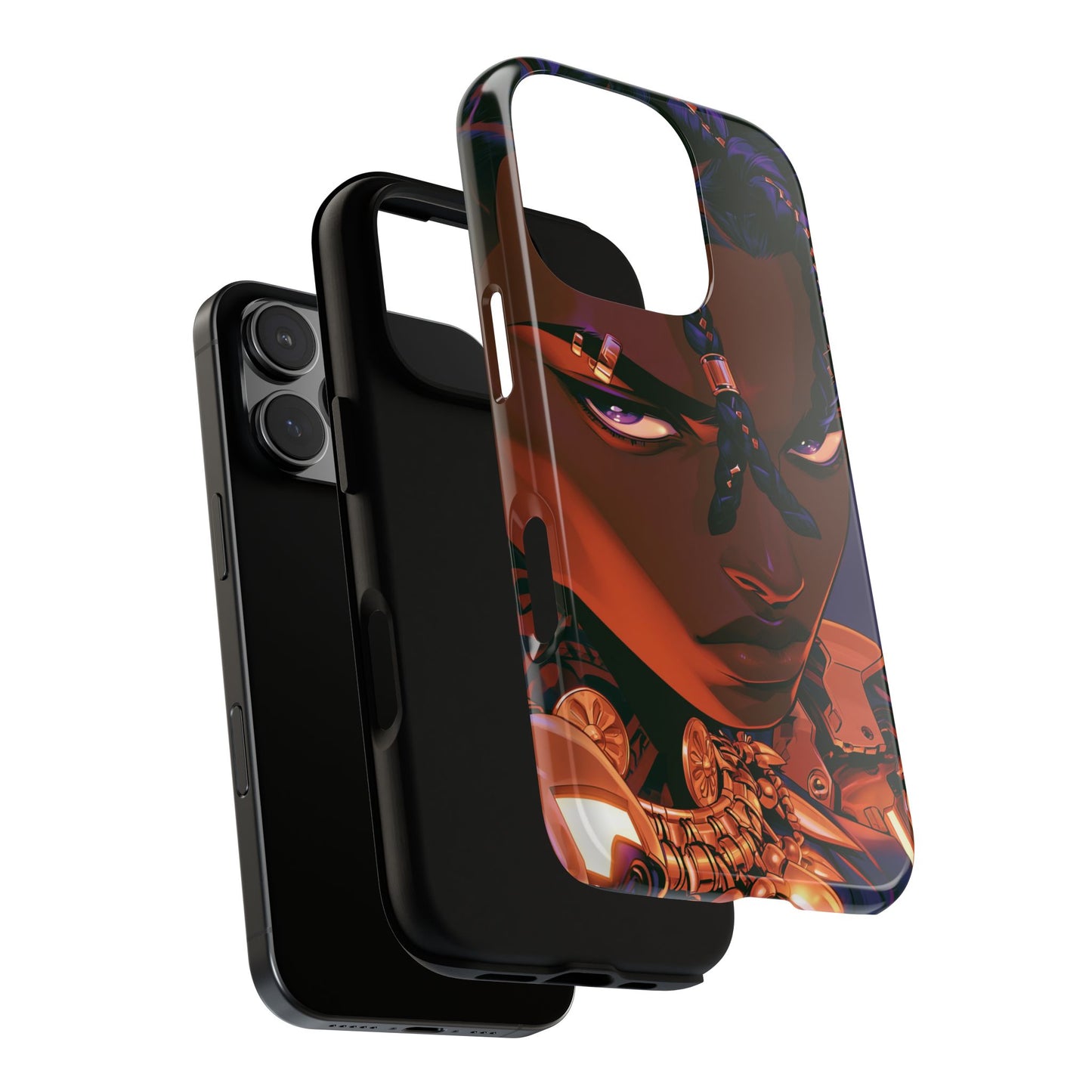 Afrofuturist Phone Case Black Owned iPhone 16 Case Cyberpunk Warrior Art Cultural Gift Tough Case