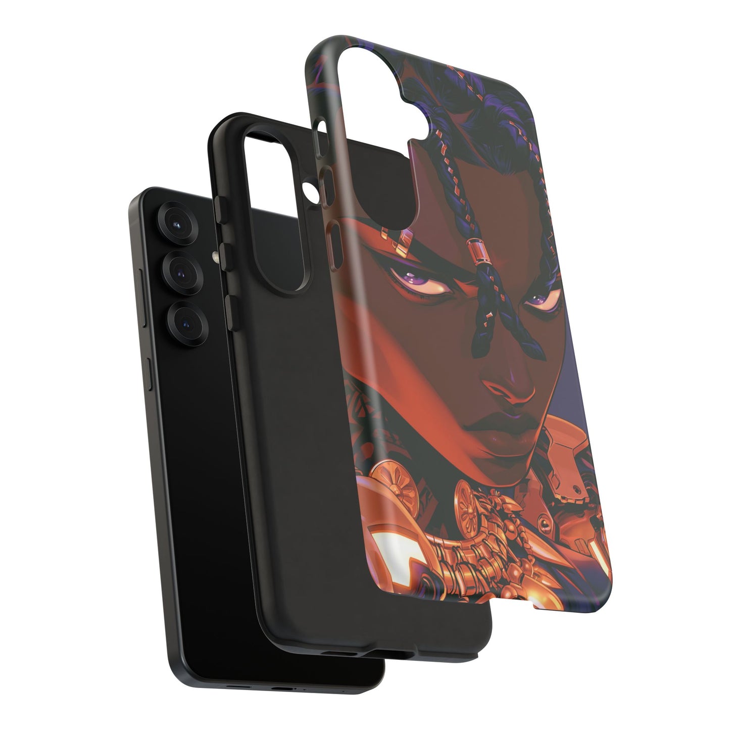 Afrofuturist Phone Case Black Owned iPhone 16 Case Cyberpunk Warrior Art Cultural Gift Tough Case