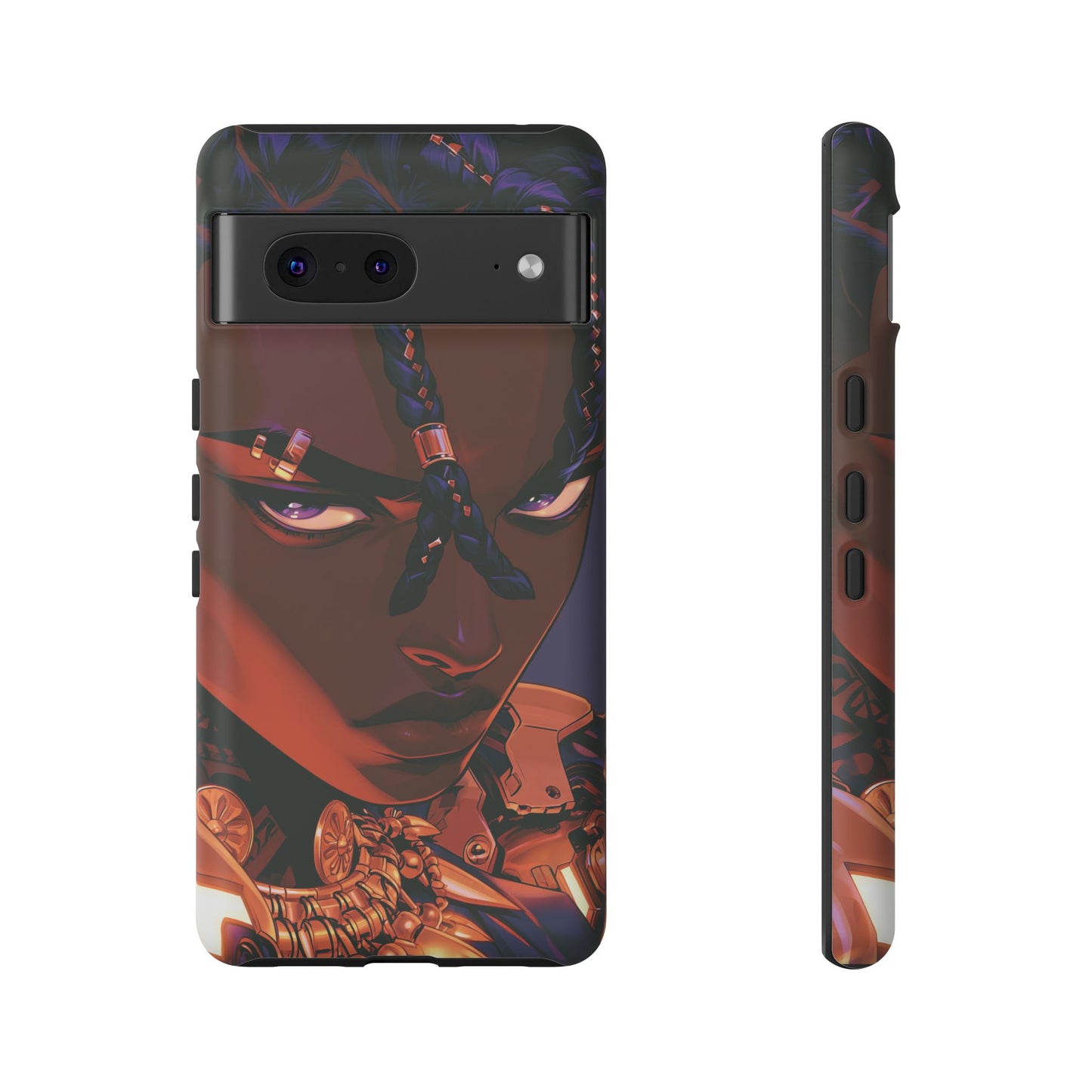 Afrofuturist Phone Case Black Owned iPhone 16 Case Cyberpunk Warrior Art Cultural Gift Tough Case