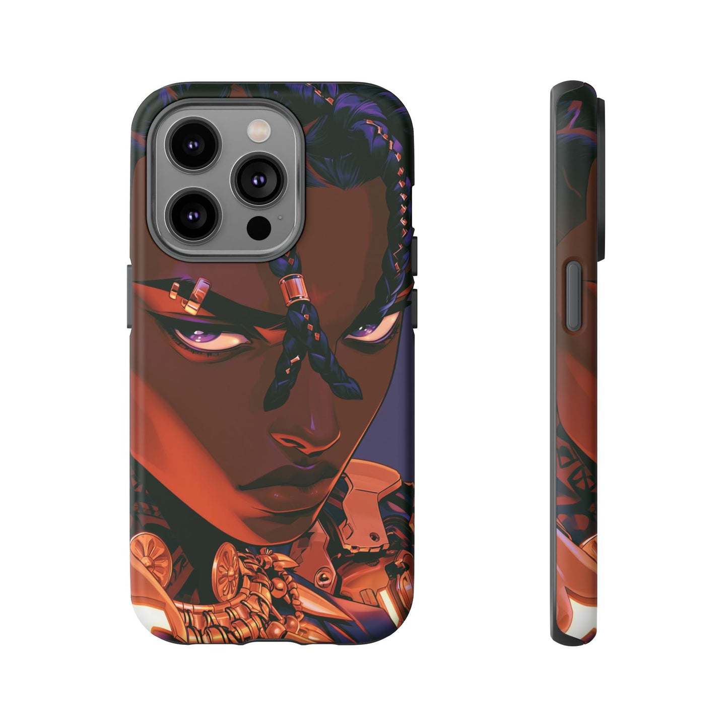 Afrofuturist Phone Case Black Owned iPhone 16 Case Cyberpunk Warrior Art Cultural Gift Tough Case