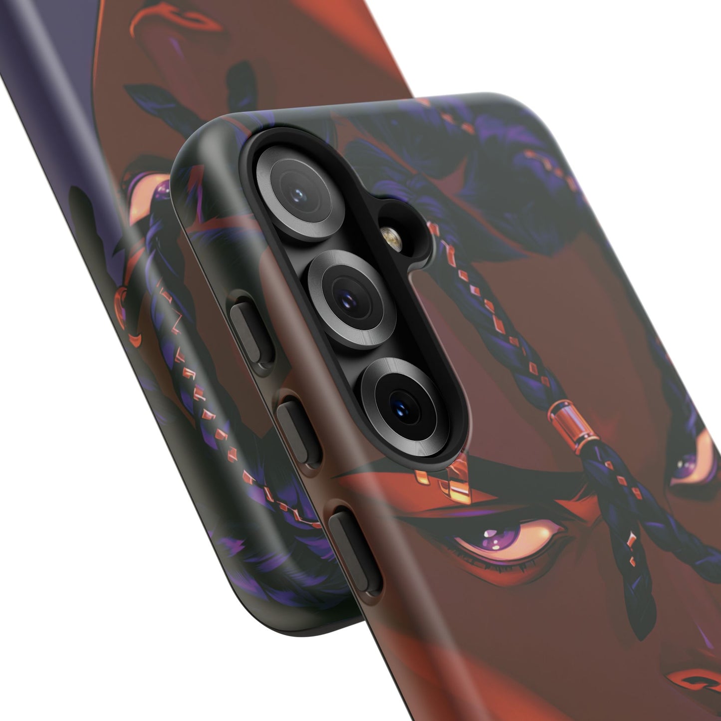 Afrofuturist Phone Case Black Owned iPhone 16 Case Cyberpunk Warrior Art Cultural Gift Tough Case