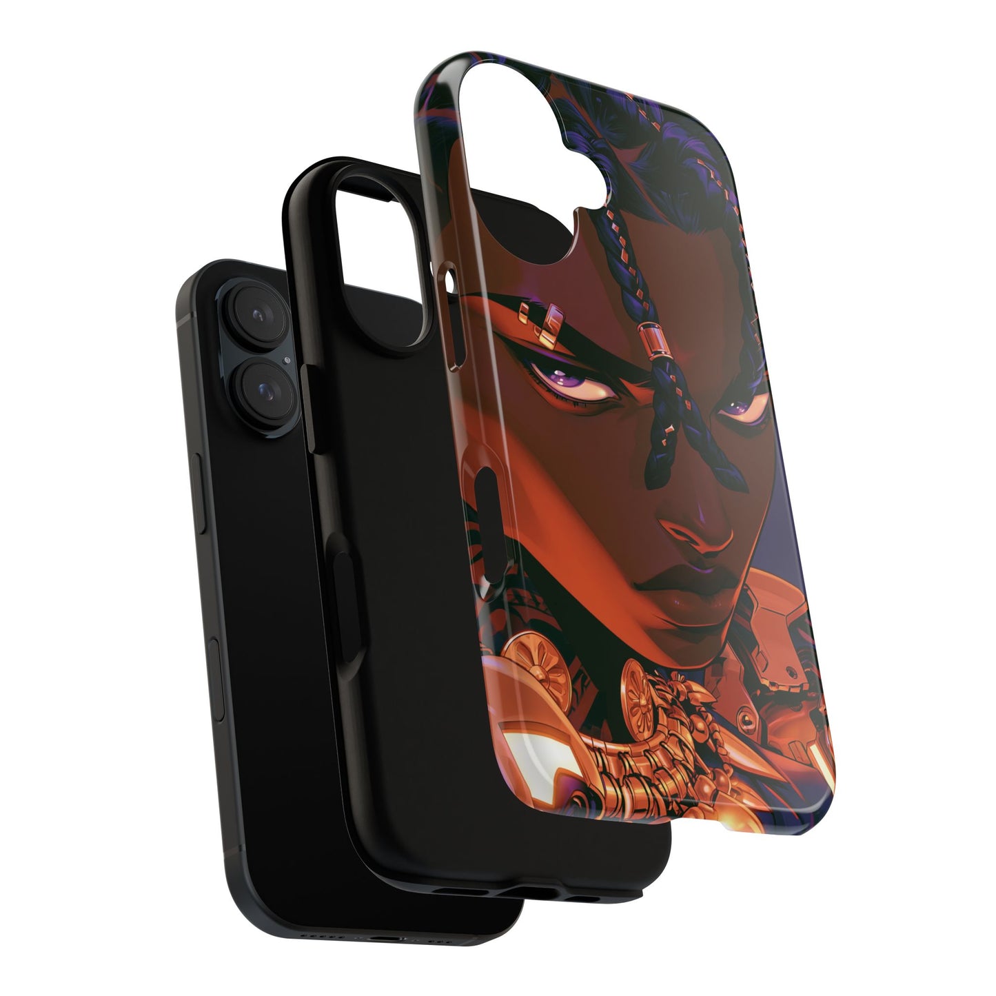 Afrofuturist Phone Case Black Owned iPhone 16 Case Cyberpunk Warrior Art Cultural Gift Tough Case