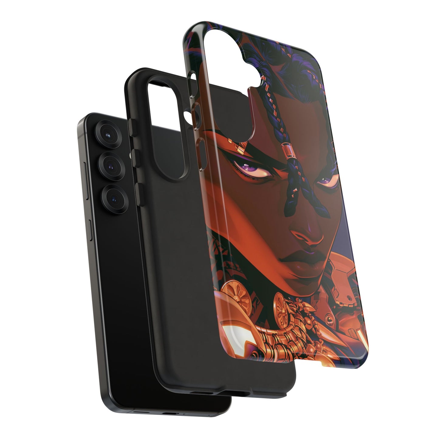 Afrofuturist Phone Case Black Owned iPhone 16 Case Cyberpunk Warrior Art Cultural Gift Tough Case