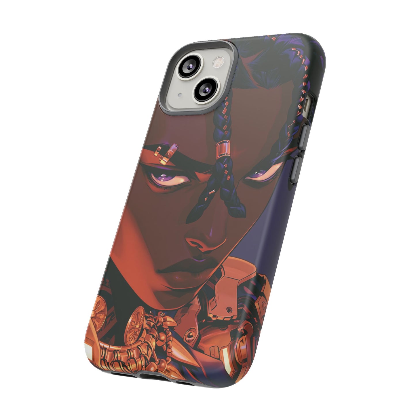 Afrofuturist Phone Case Black Owned iPhone 16 Case Cyberpunk Warrior Art Cultural Gift Tough Case