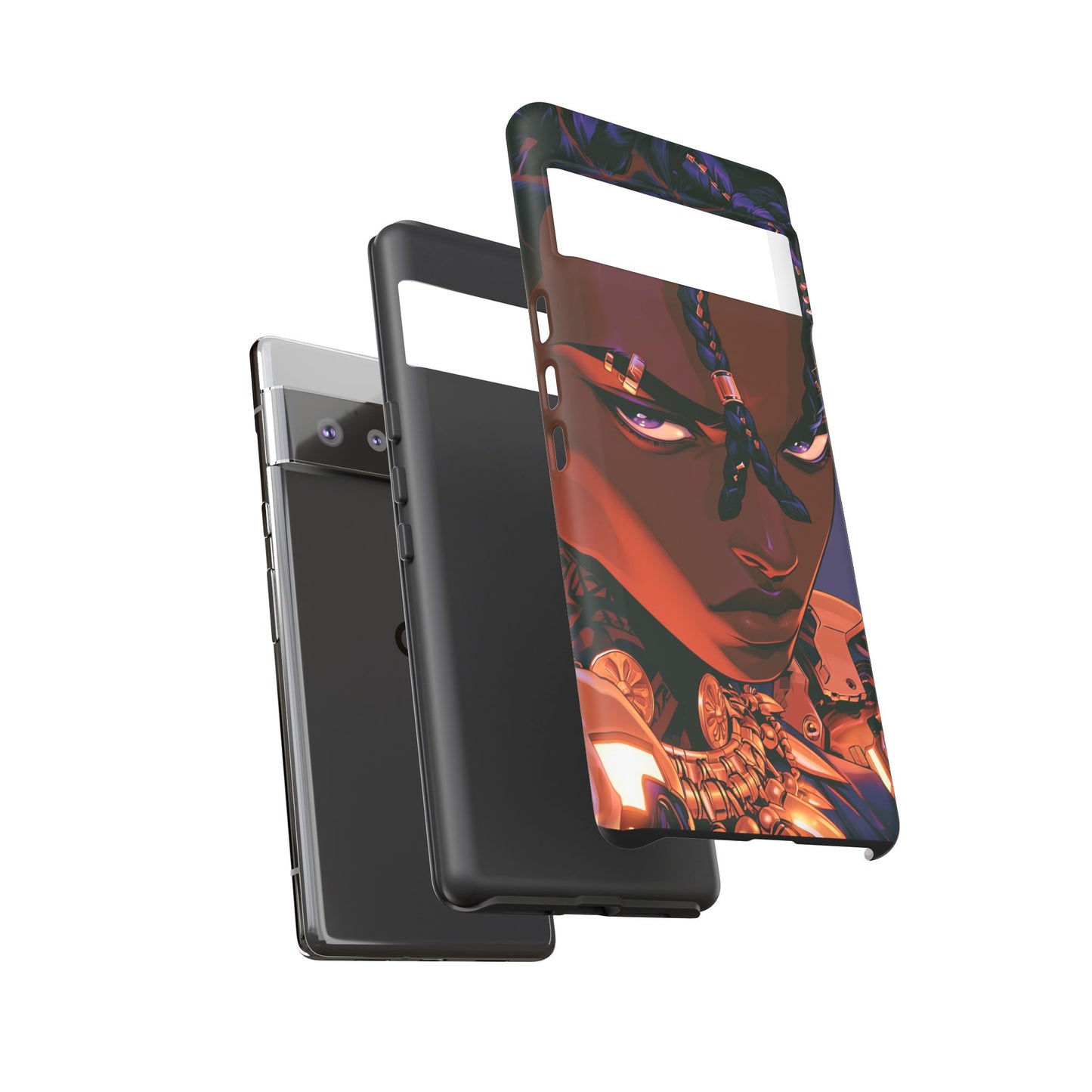 Afrofuturist Phone Case Black Owned iPhone 16 Case Cyberpunk Warrior Art Cultural Gift Tough Case