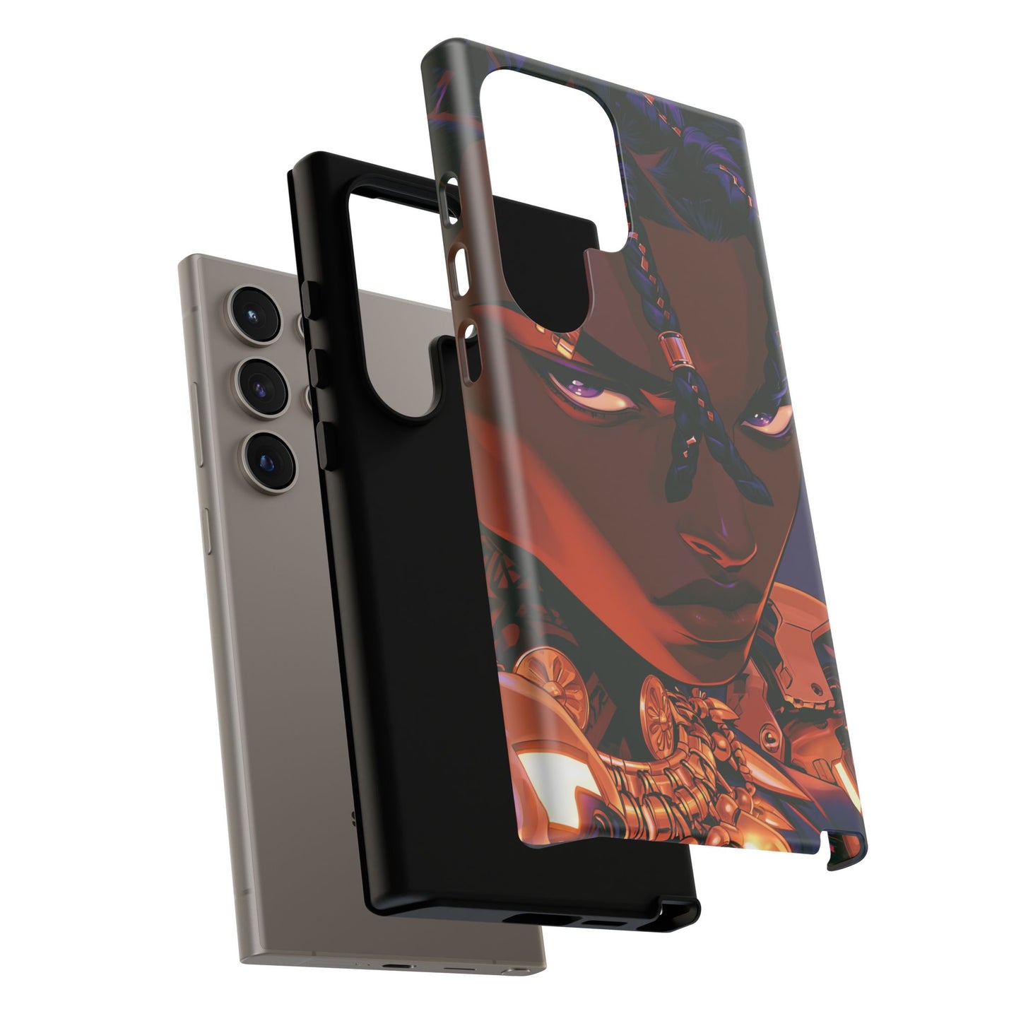 Afrofuturist Phone Case Black Owned iPhone 16 Case Cyberpunk Warrior Art Cultural Gift Tough Case