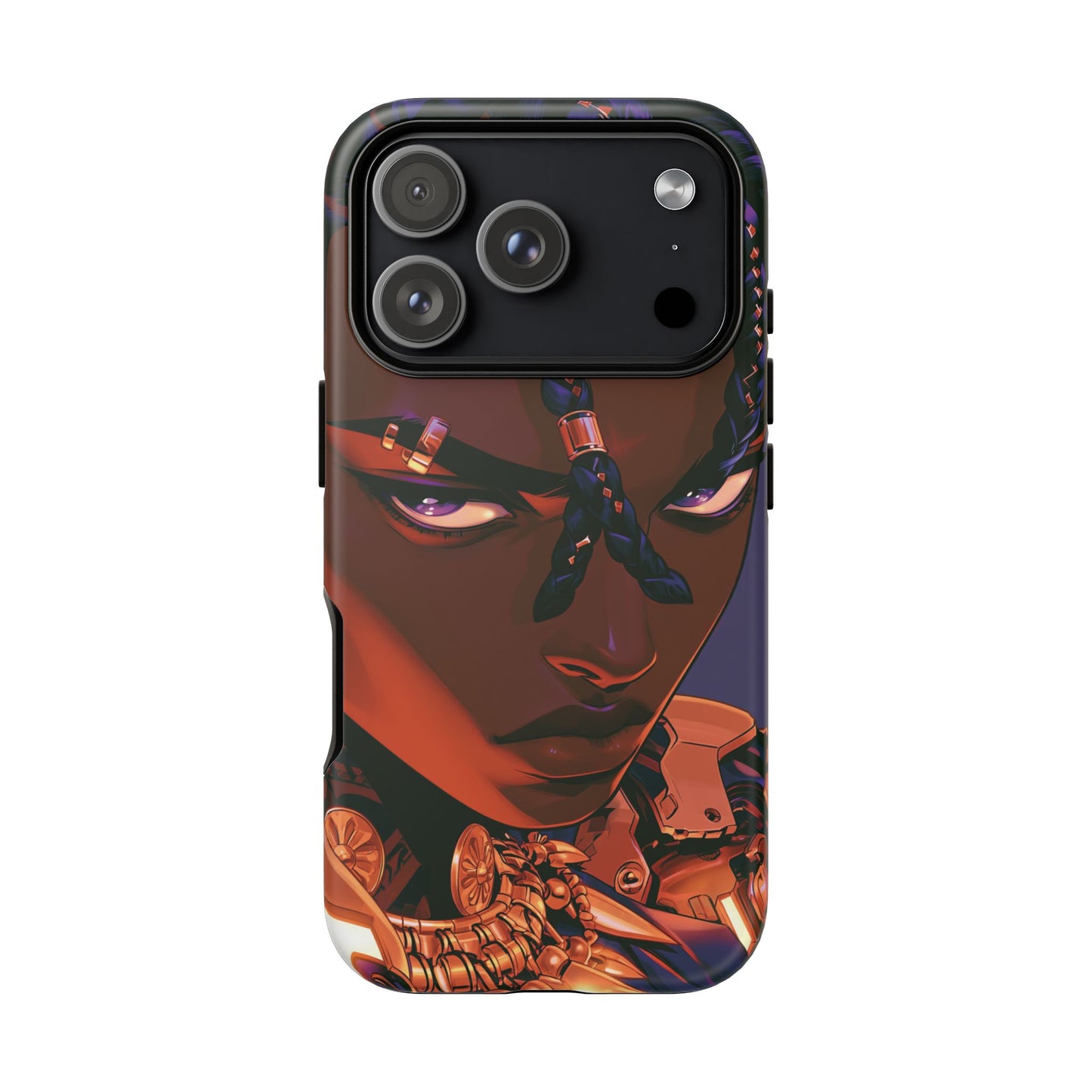 Afrofuturist Phone Case Black Owned iPhone 16 Case Cyberpunk Warrior Art Cultural Gift Tough Case