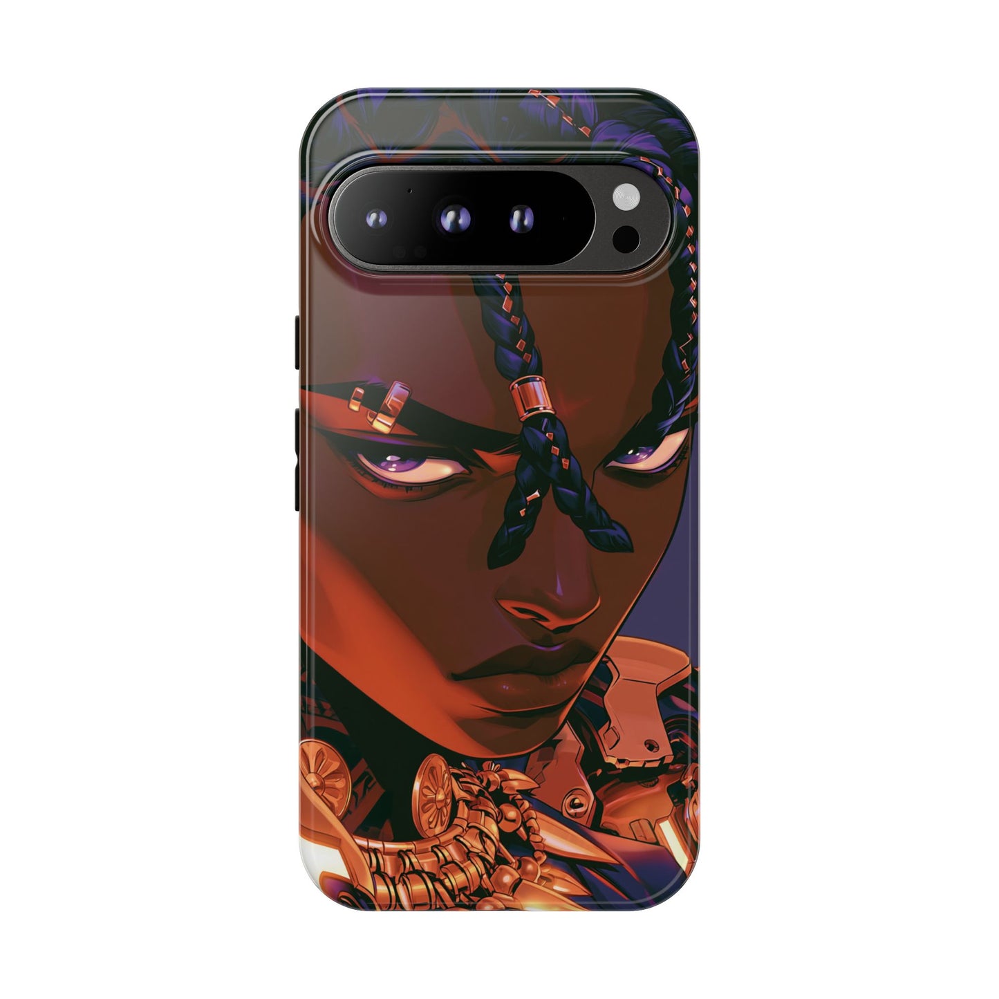Afrofuturist Phone Case Black Owned iPhone 16 Case Cyberpunk Warrior Art Cultural Gift Tough Case