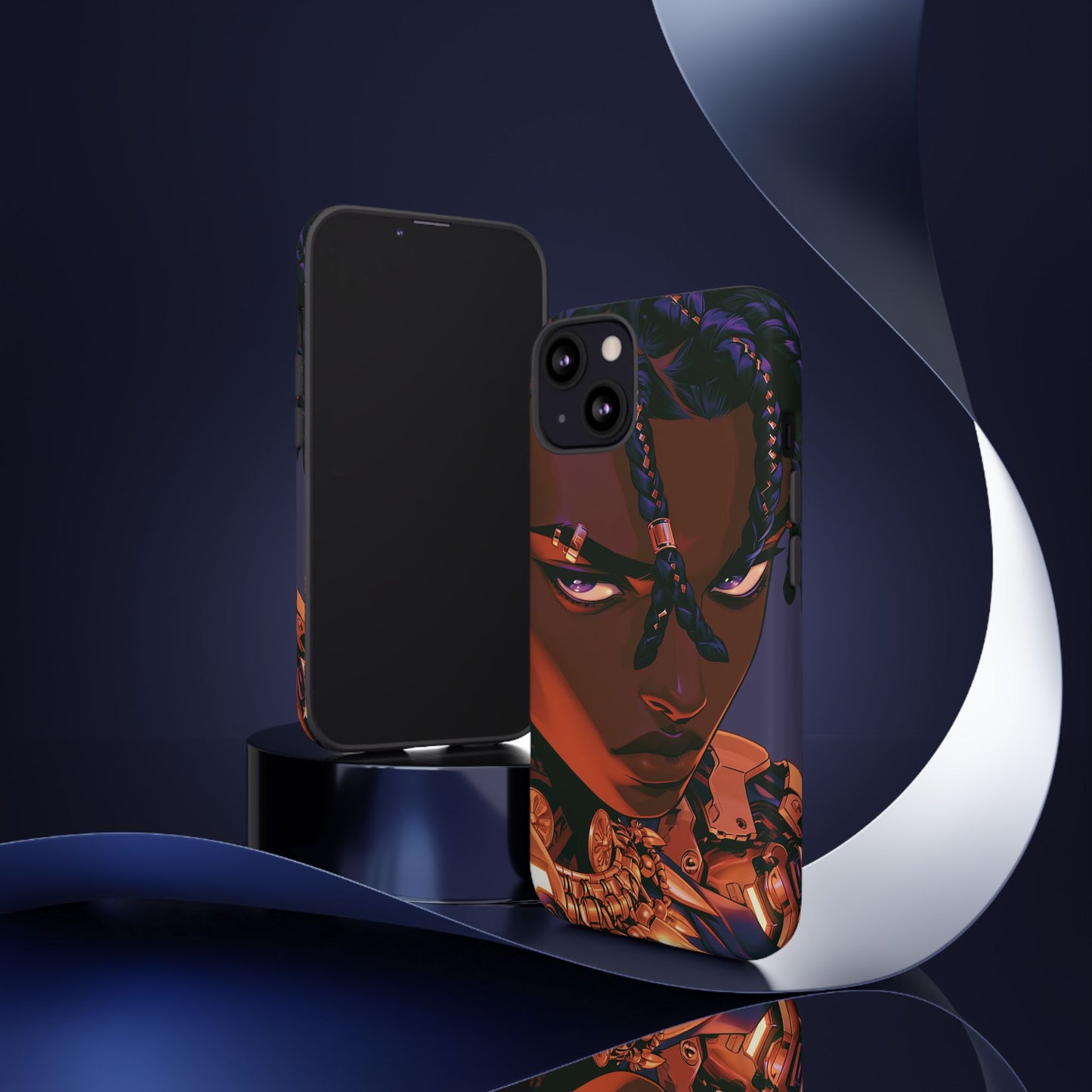 Afrofuturist Phone Case Black Owned iPhone 16 Case Cyberpunk Warrior Art Cultural Gift Tough Case