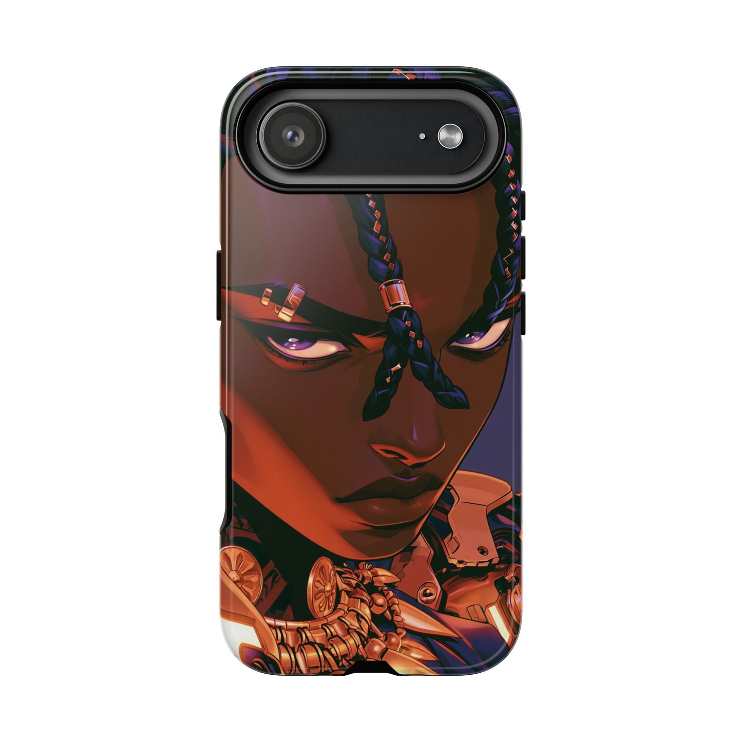 Afrofuturist Phone Case Black Owned iPhone 16 Case Cyberpunk Warrior Art Cultural Gift Tough Case