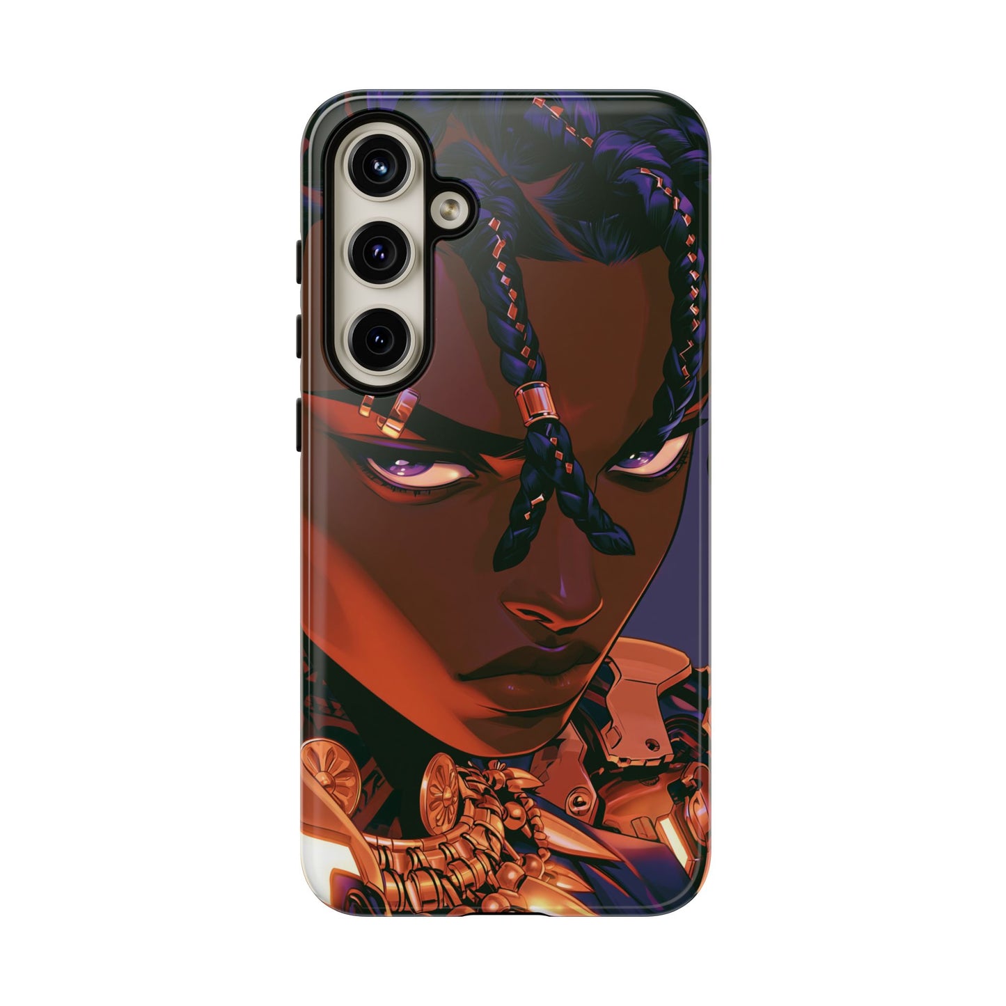 Afrofuturist Phone Case Black Owned iPhone 16 Case Cyberpunk Warrior Art Cultural Gift Tough Case