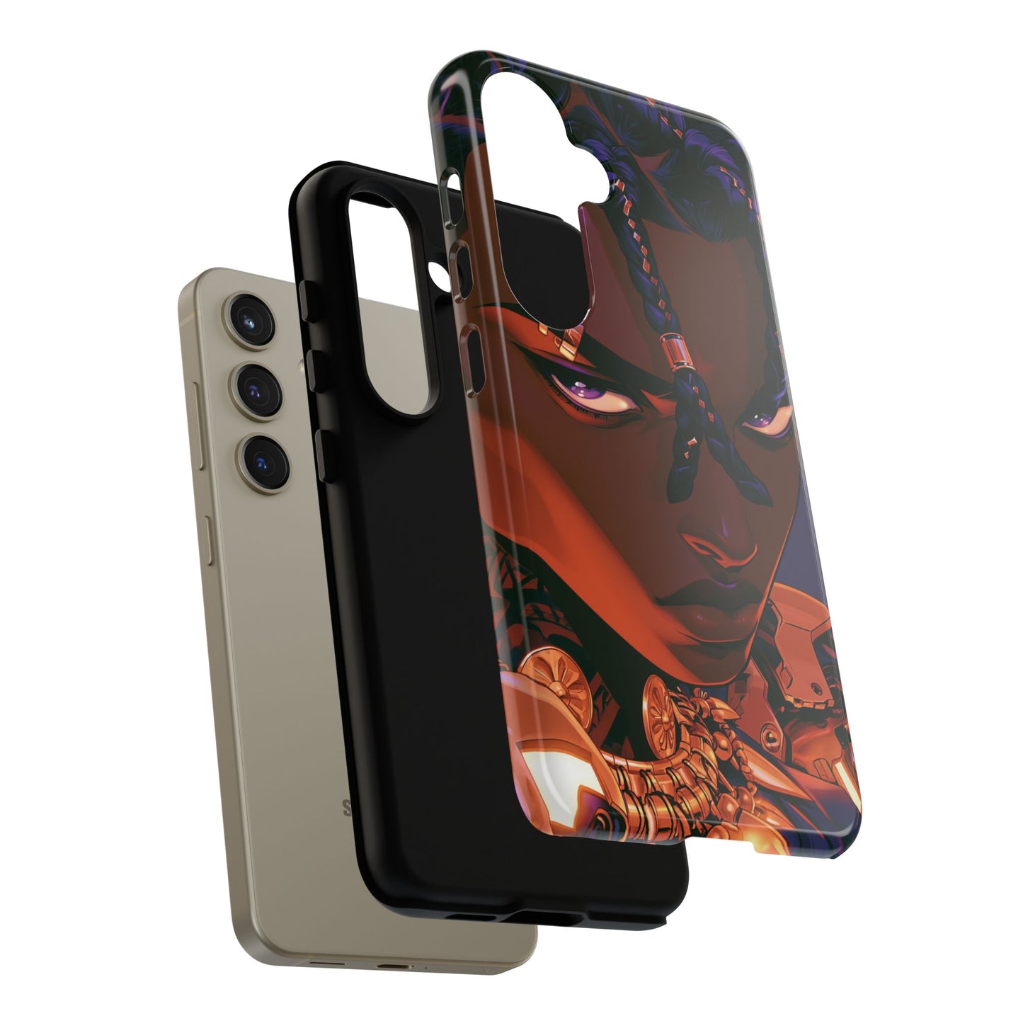 Afrofuturist Phone Case Black Owned iPhone 16 Case Cyberpunk Warrior Art Cultural Gift Tough Case
