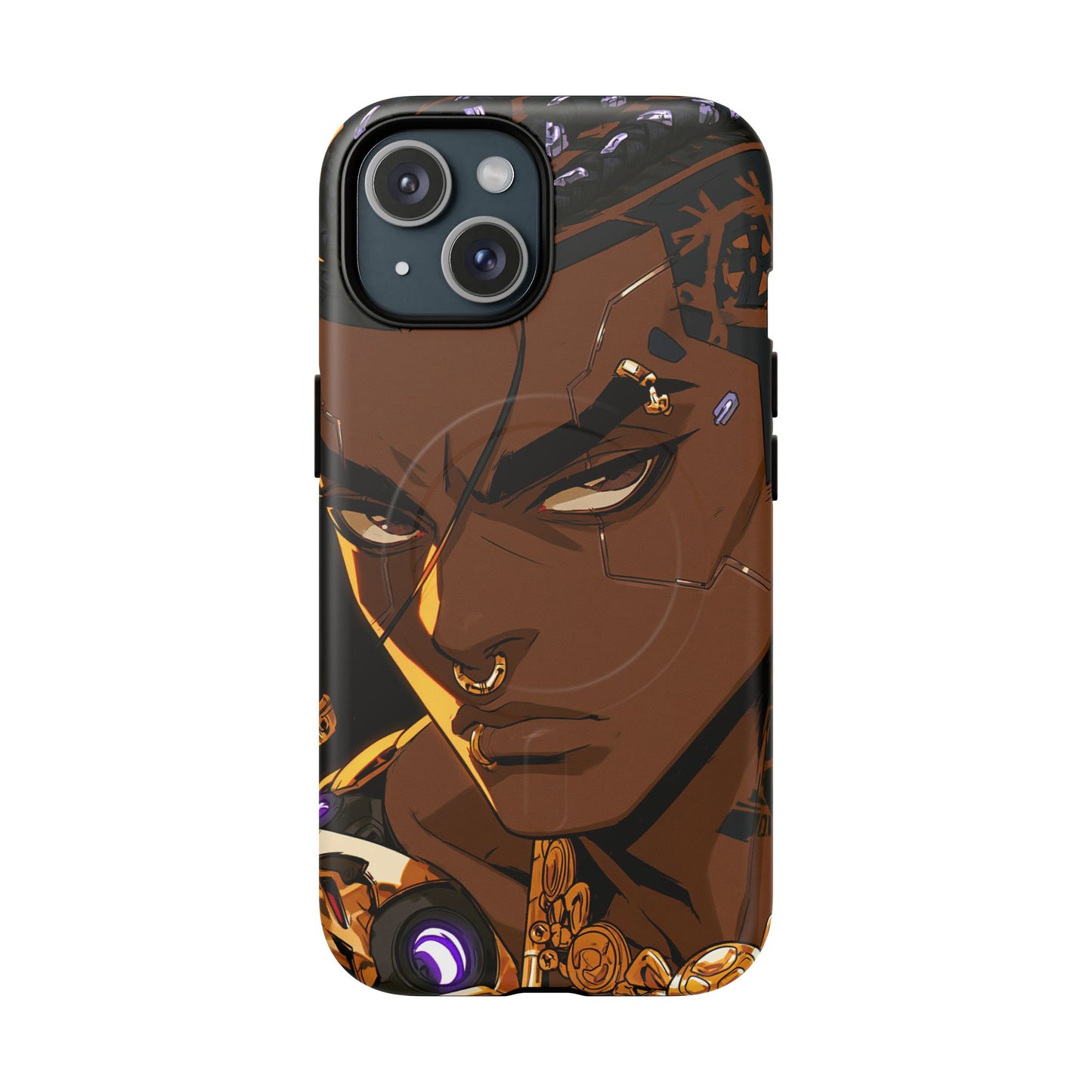 Afrofuturist Phone Case Black Owned Cyberpunk Man Art Phone Case Streetwear Gold Tribal Gift