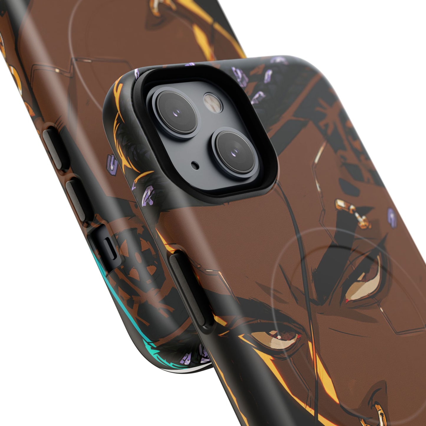 Afrofuturist Phone Case Black Owned Cyberpunk Man Art Phone Case Streetwear Gold Tribal Gift