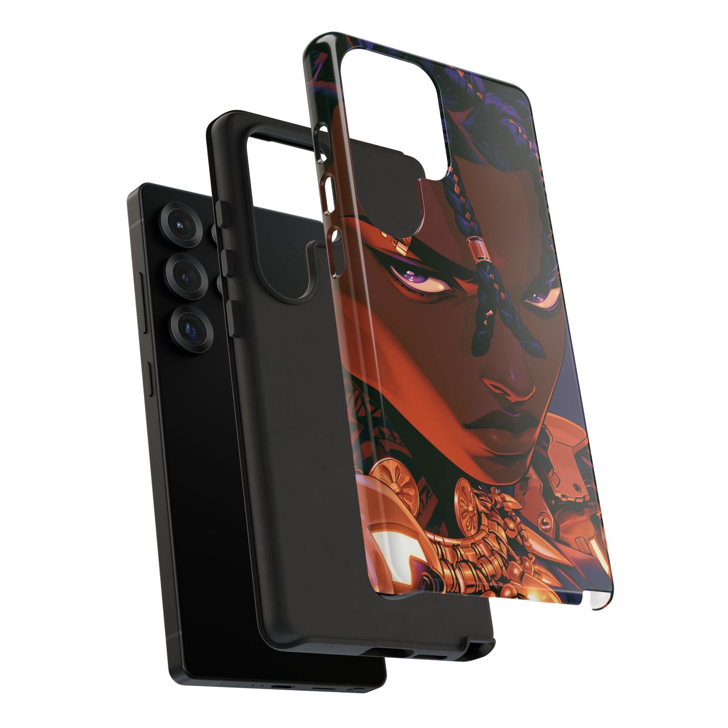 Afrofuturist Phone Case Black Owned iPhone 16 Case Cyberpunk Warrior Art Cultural Gift Tough Case