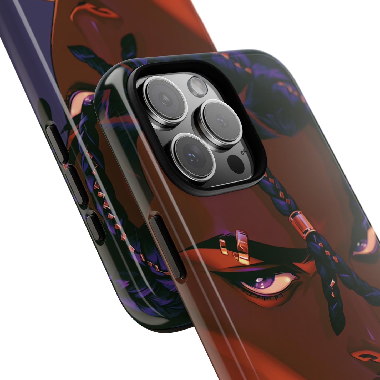 Afrofuturist Phone Case Black Owned iPhone 16 Case Cyberpunk Warrior Art Cultural Gift Tough Case