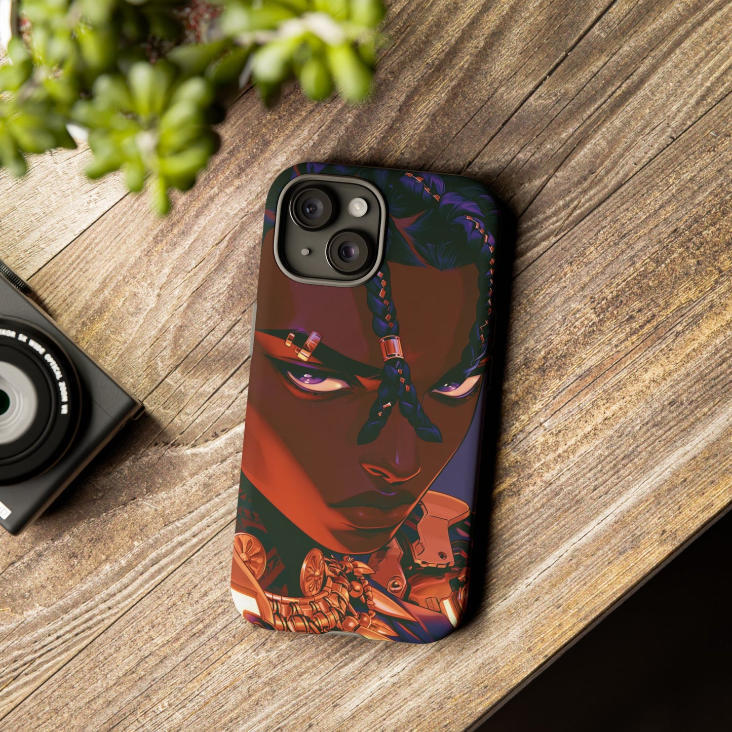 Afrofuturist Phone Case Black Owned iPhone 16 Case Cyberpunk Warrior Art Cultural Gift Tough Case