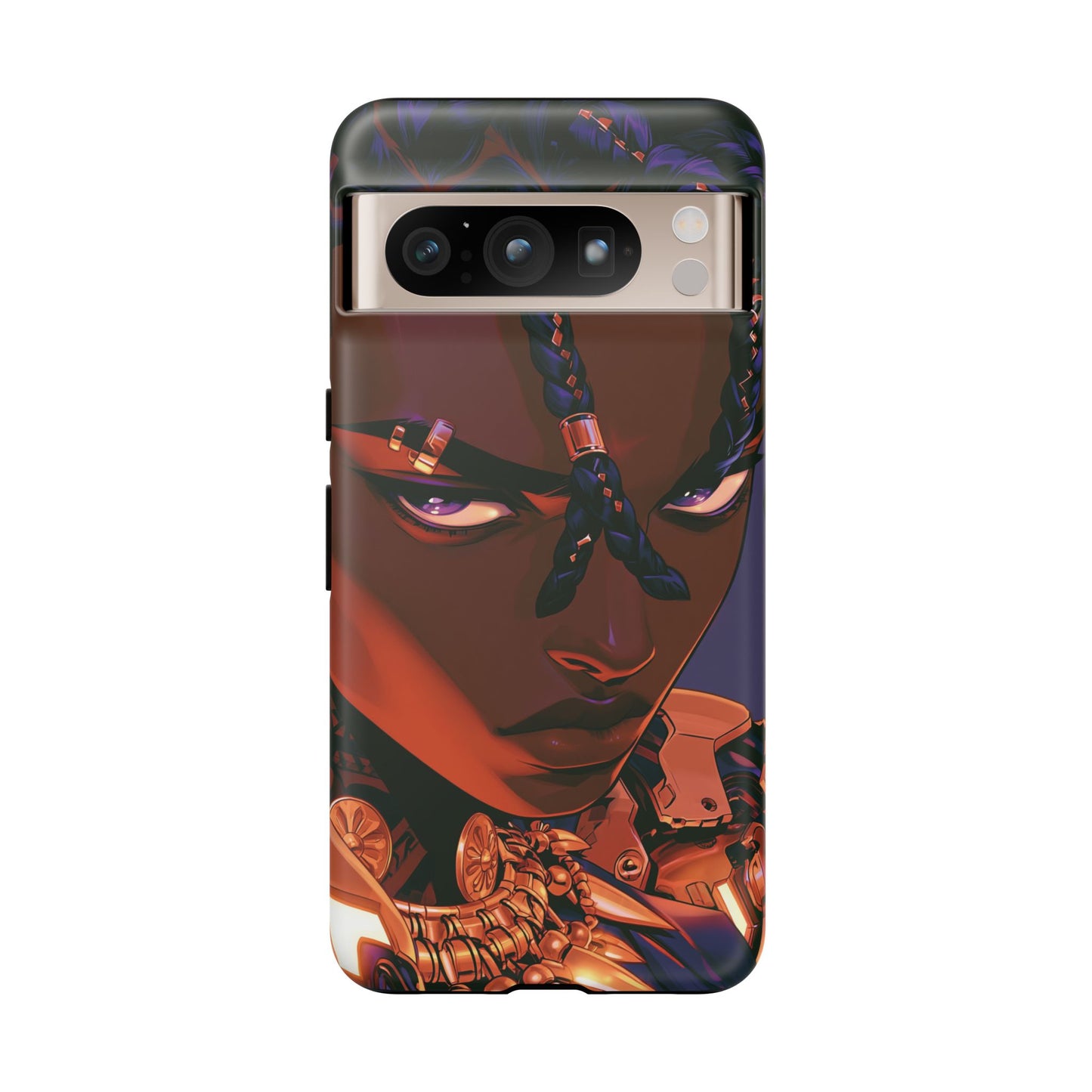 Afrofuturist Phone Case Black Owned iPhone 16 Case Cyberpunk Warrior Art Cultural Gift Tough Case