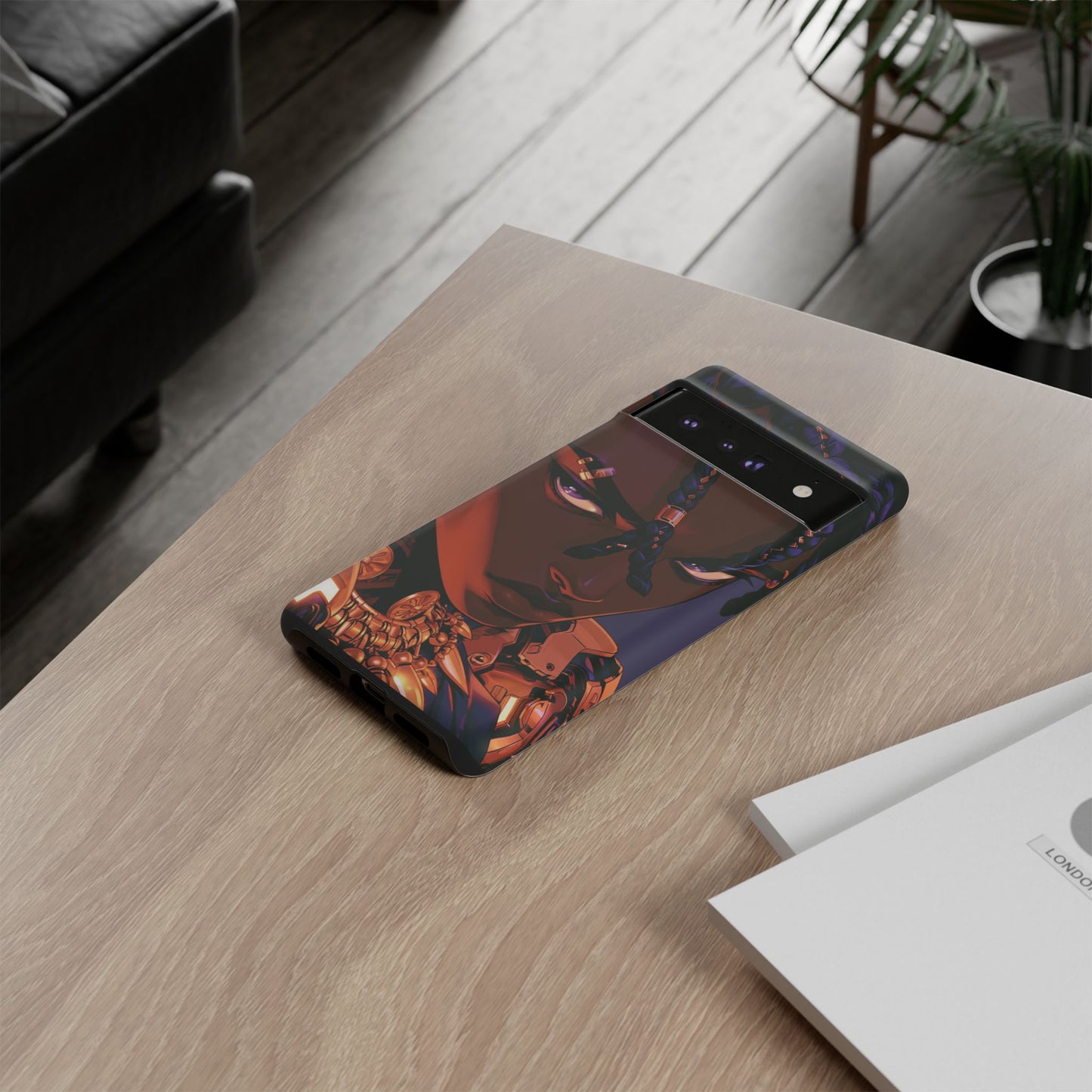 Afrofuturist Phone Case Black Owned iPhone 16 Case Cyberpunk Warrior Art Cultural Gift Tough Case