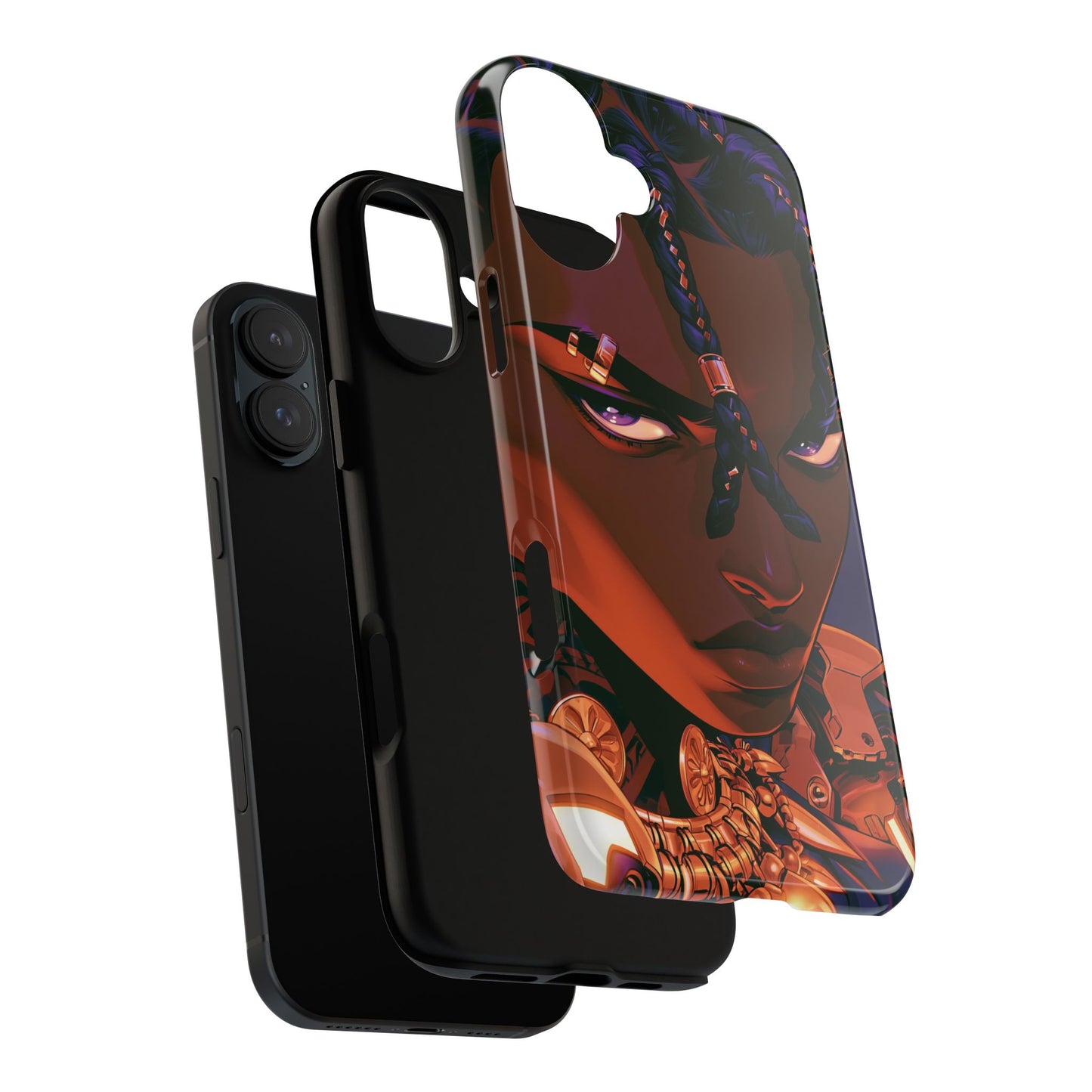 Afrofuturist Phone Case Black Owned iPhone 16 Case Cyberpunk Warrior Art Cultural Gift Tough Case