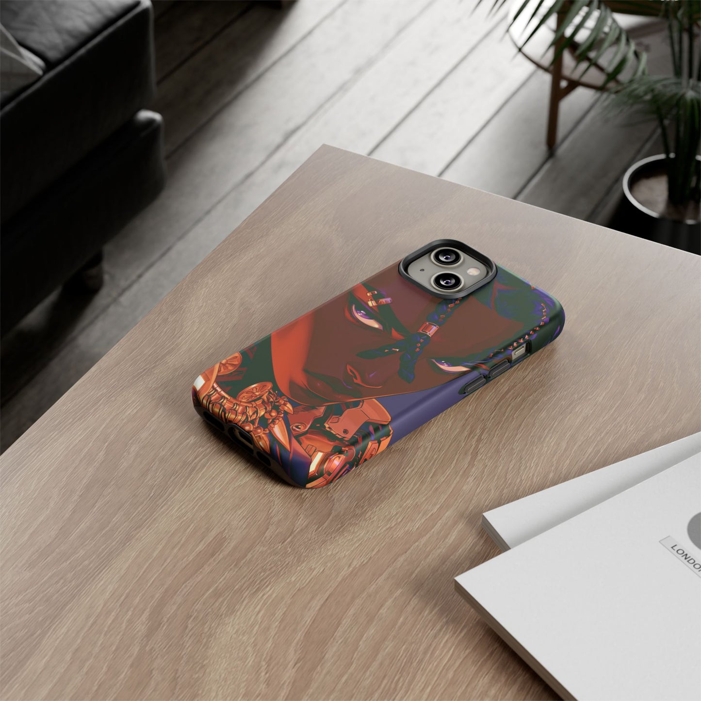 Afrofuturist Phone Case Black Owned iPhone 16 Case Cyberpunk Warrior Art Cultural Gift Tough Case