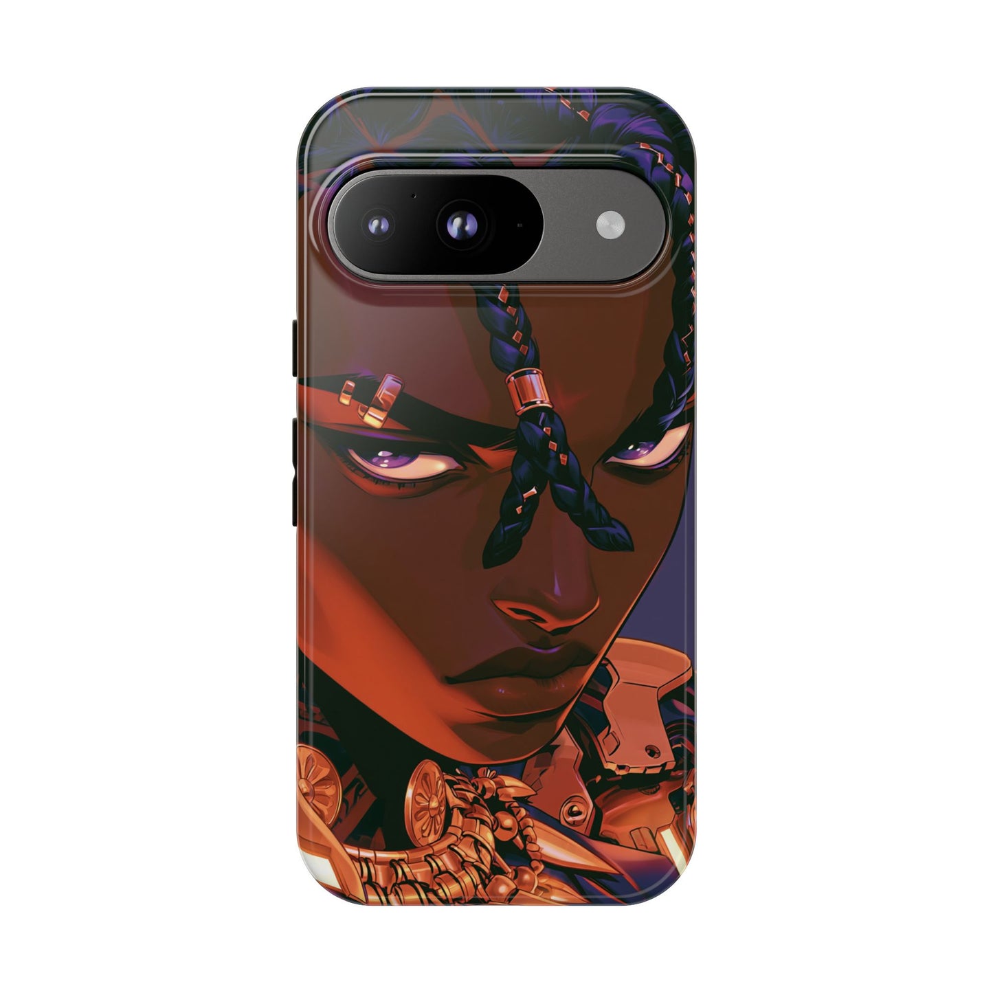 Afrofuturist Phone Case Black Owned iPhone 16 Case Cyberpunk Warrior Art Cultural Gift Tough Case