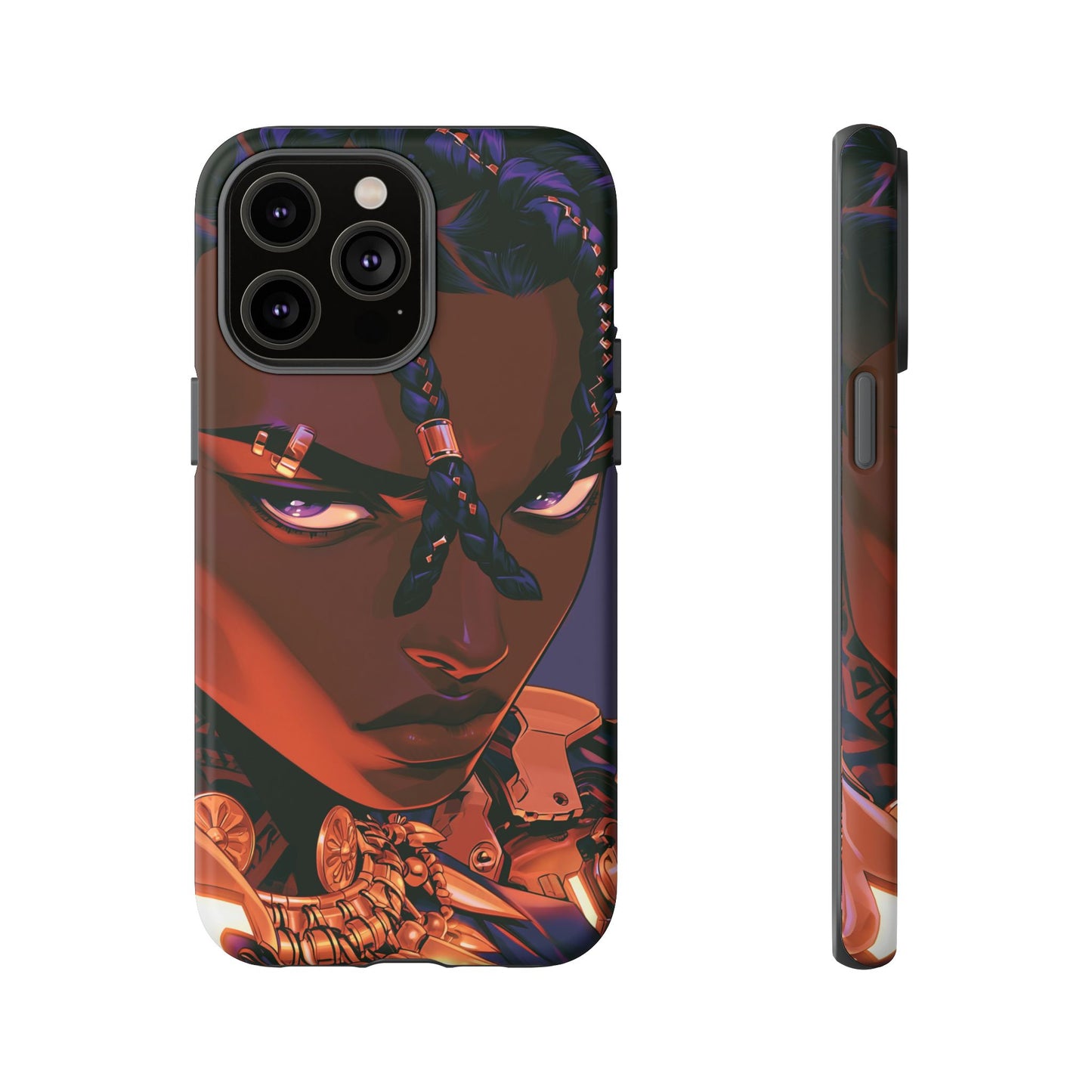 Afrofuturist Phone Case Black Owned iPhone 16 Case Cyberpunk Warrior Art Cultural Gift Tough Case