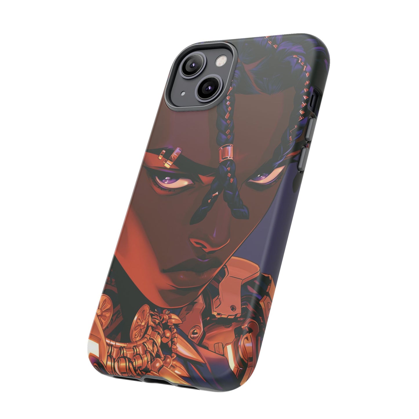 Afrofuturist Phone Case Black Owned iPhone 16 Case Cyberpunk Warrior Art Cultural Gift Tough Case
