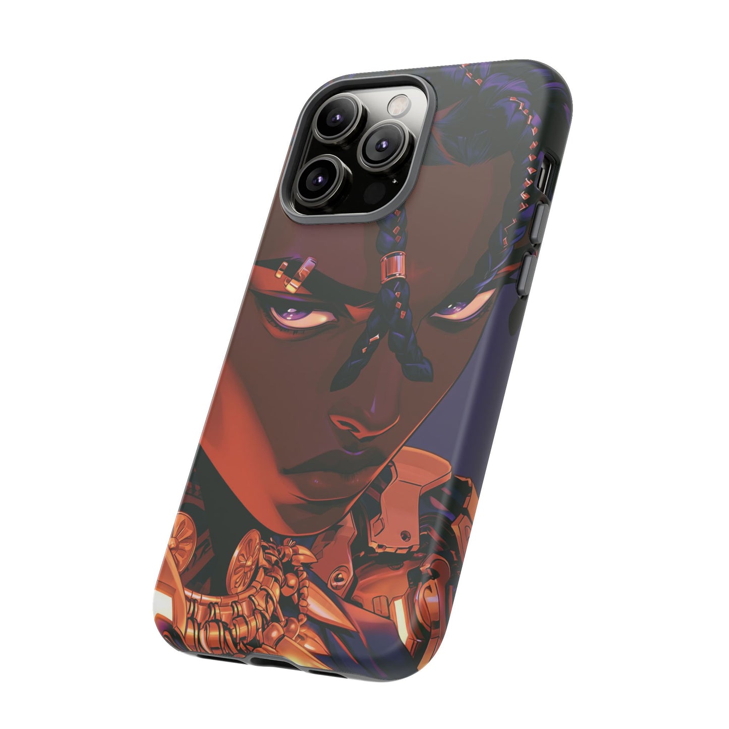 Afrofuturist Phone Case Black Owned iPhone 16 Case Cyberpunk Warrior Art Cultural Gift Tough Case