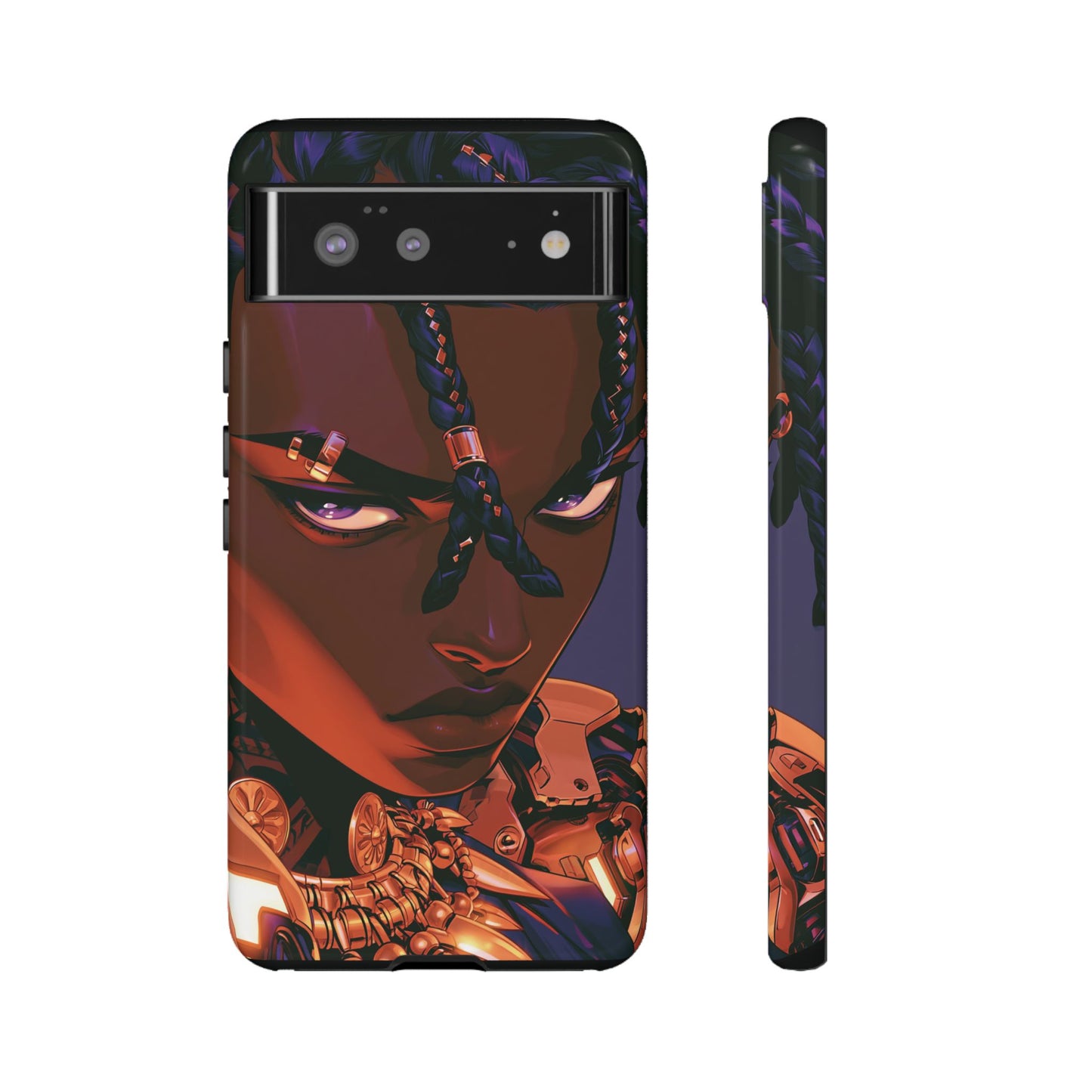 Afrofuturist Phone Case Black Owned iPhone 16 Case Cyberpunk Warrior Art Cultural Gift Tough Case
