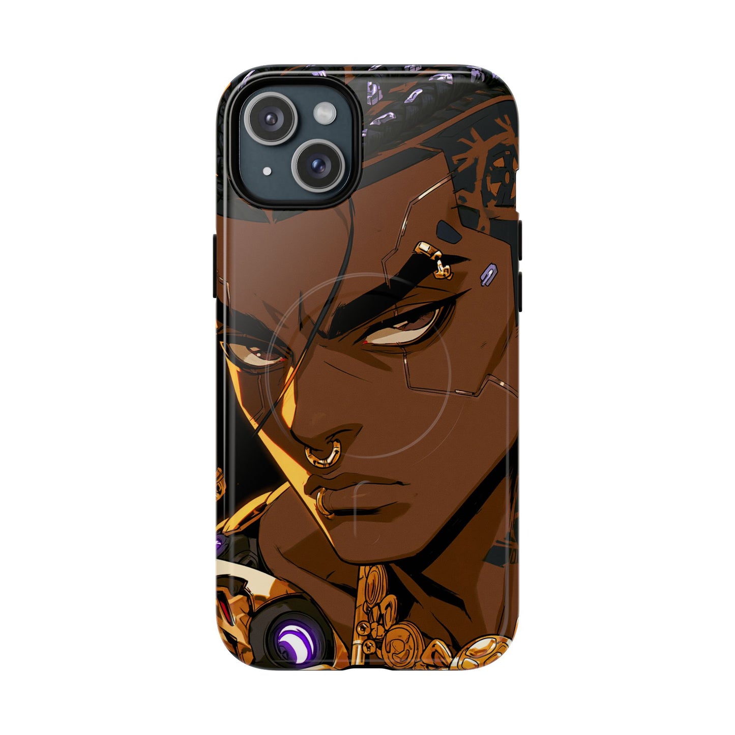 Afrofuturist Phone Case Black Owned Cyberpunk Man Art Phone Case Streetwear Gold Tribal Gift