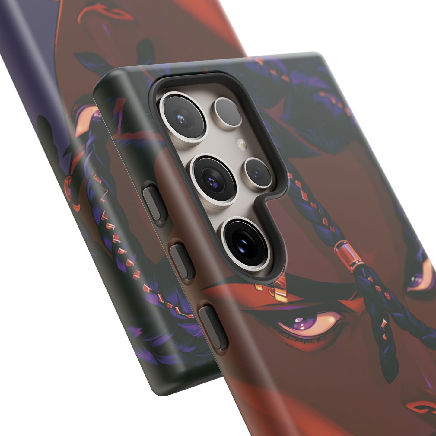 Afrofuturist Phone Case Black Owned iPhone 16 Case Cyberpunk Warrior Art Cultural Gift Tough Case