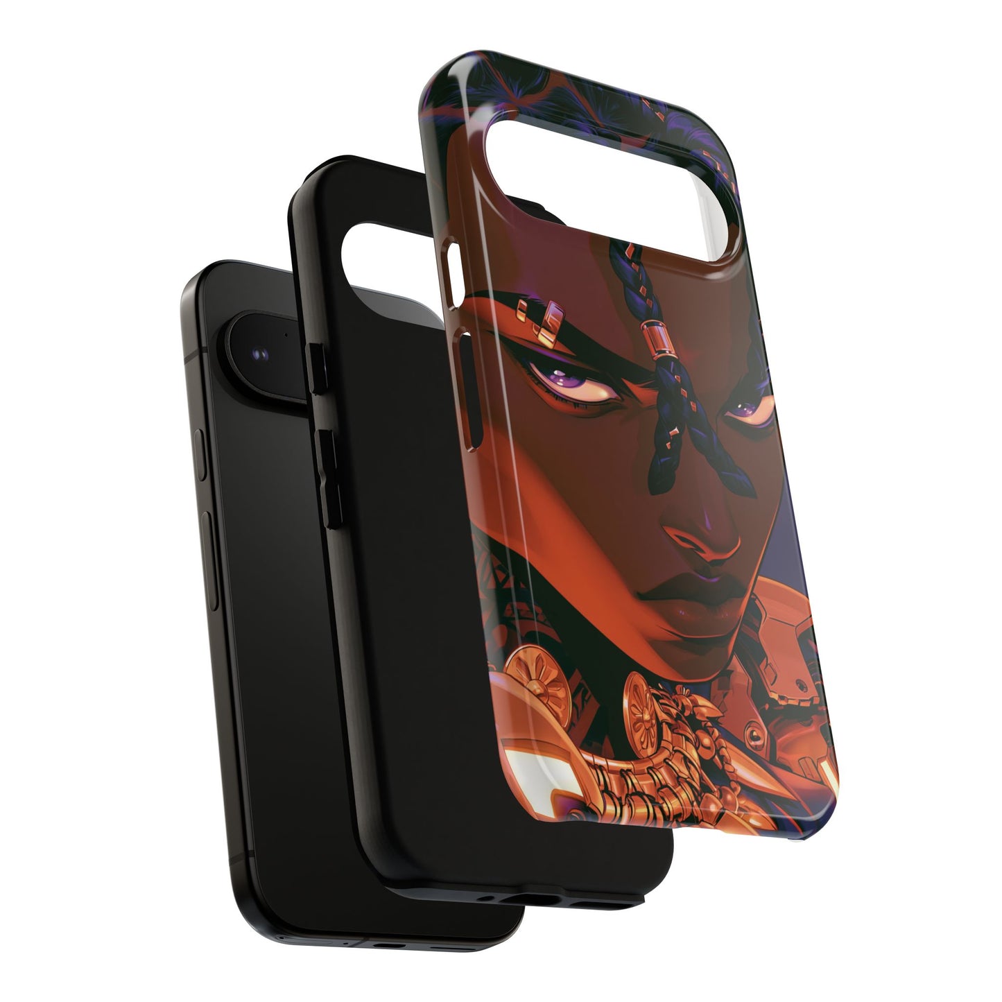 Afrofuturist Phone Case Black Owned iPhone 16 Case Cyberpunk Warrior Art Cultural Gift Tough Case