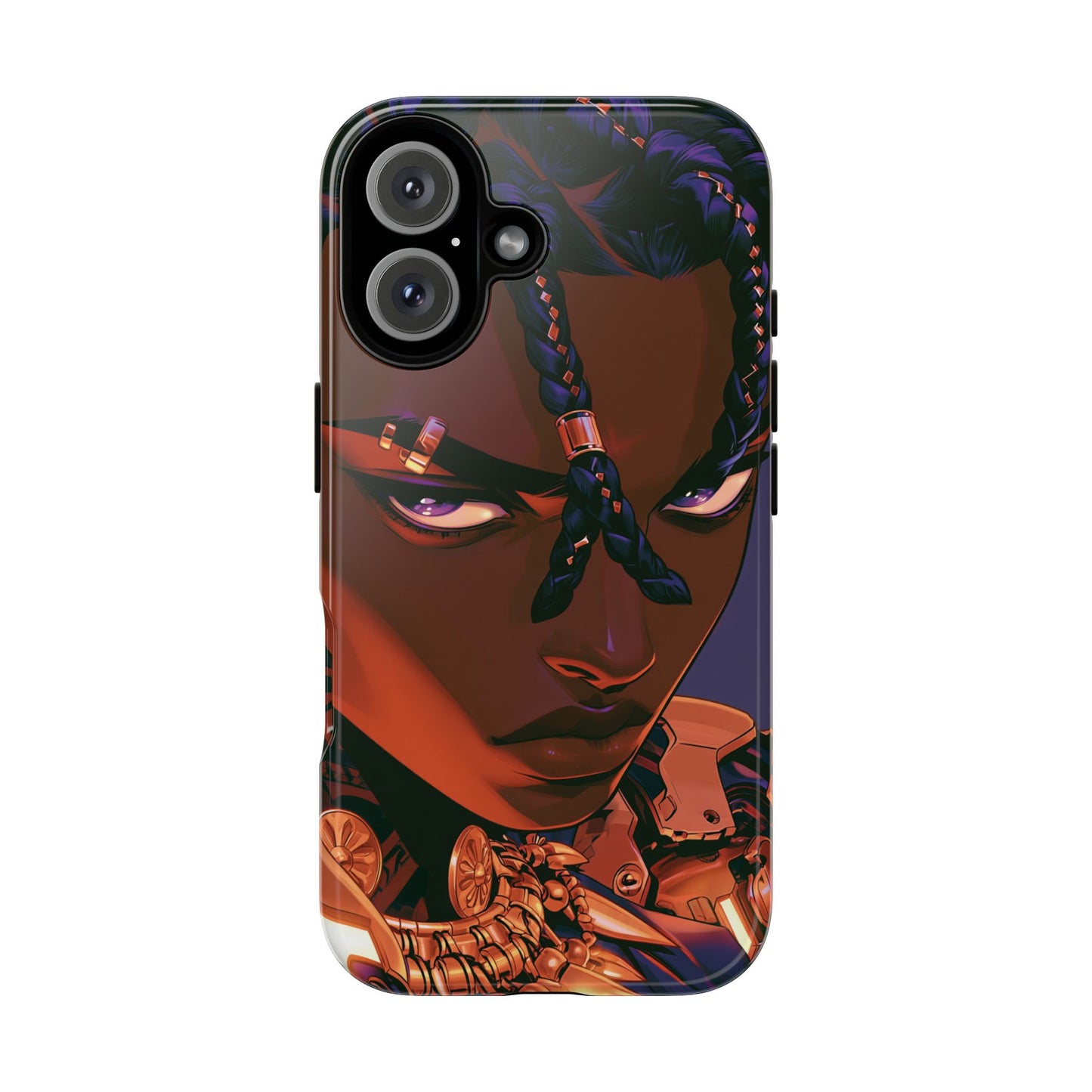Afrofuturist Phone Case Black Owned iPhone 16 Case Cyberpunk Warrior Art Cultural Gift Tough Case