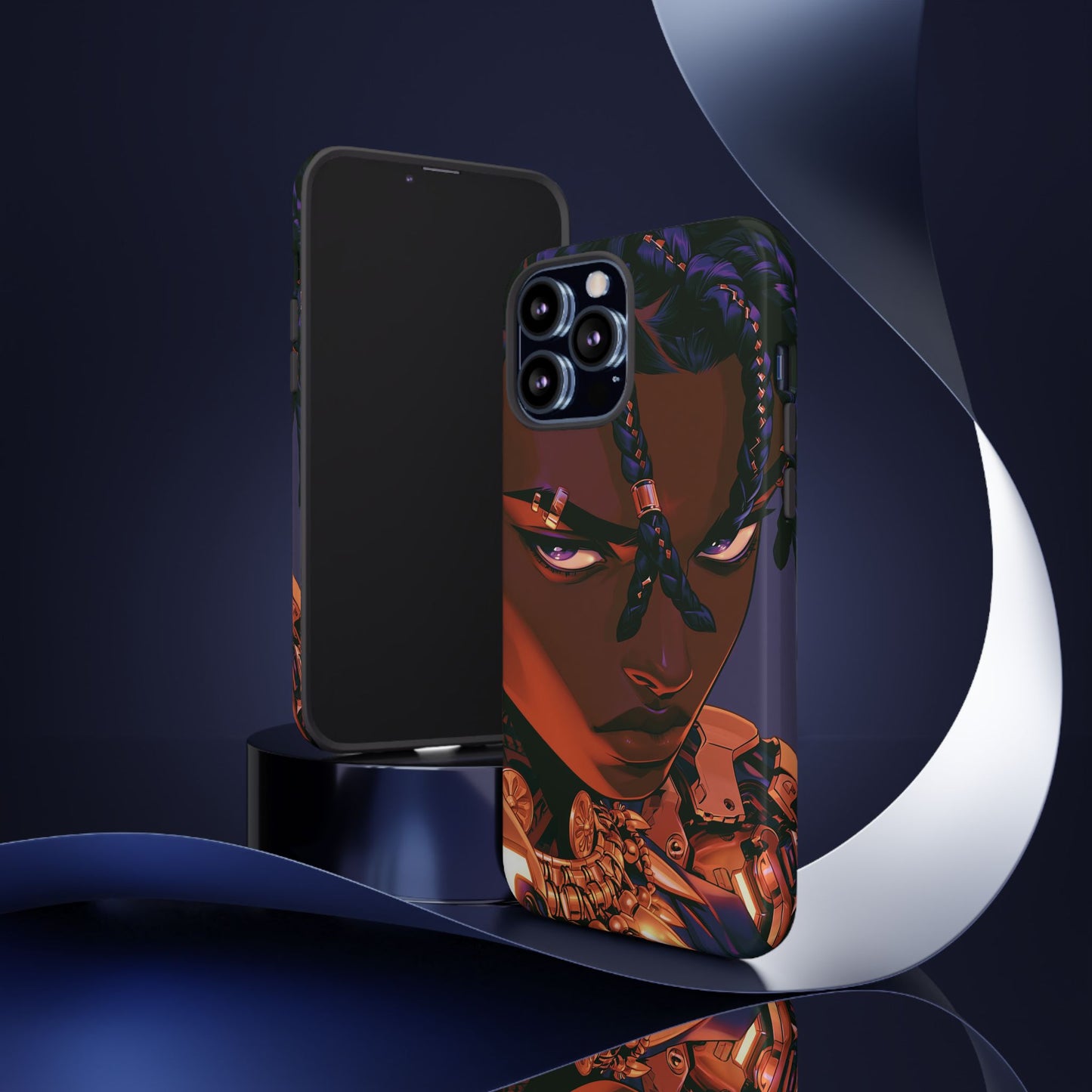 Afrofuturist Phone Case Black Owned iPhone 16 Case Cyberpunk Warrior Art Cultural Gift Tough Case