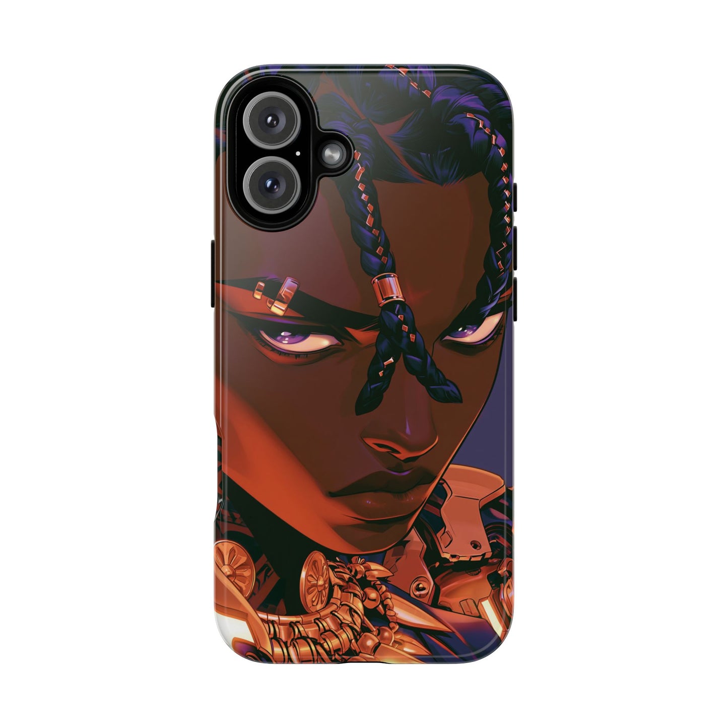 Afrofuturist Phone Case Black Owned iPhone 16 Case Cyberpunk Warrior Art Cultural Gift Tough Case
