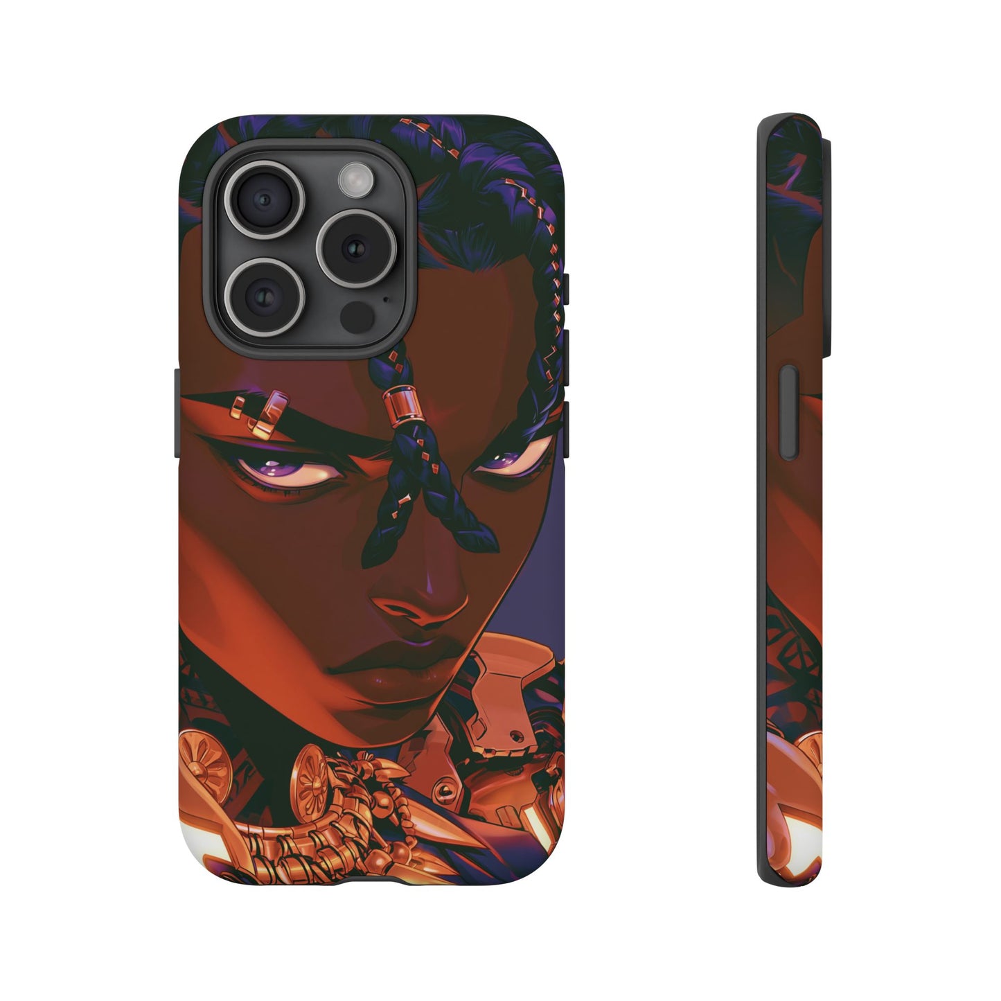 Afrofuturist Phone Case Black Owned iPhone 16 Case Cyberpunk Warrior Art Cultural Gift Tough Case