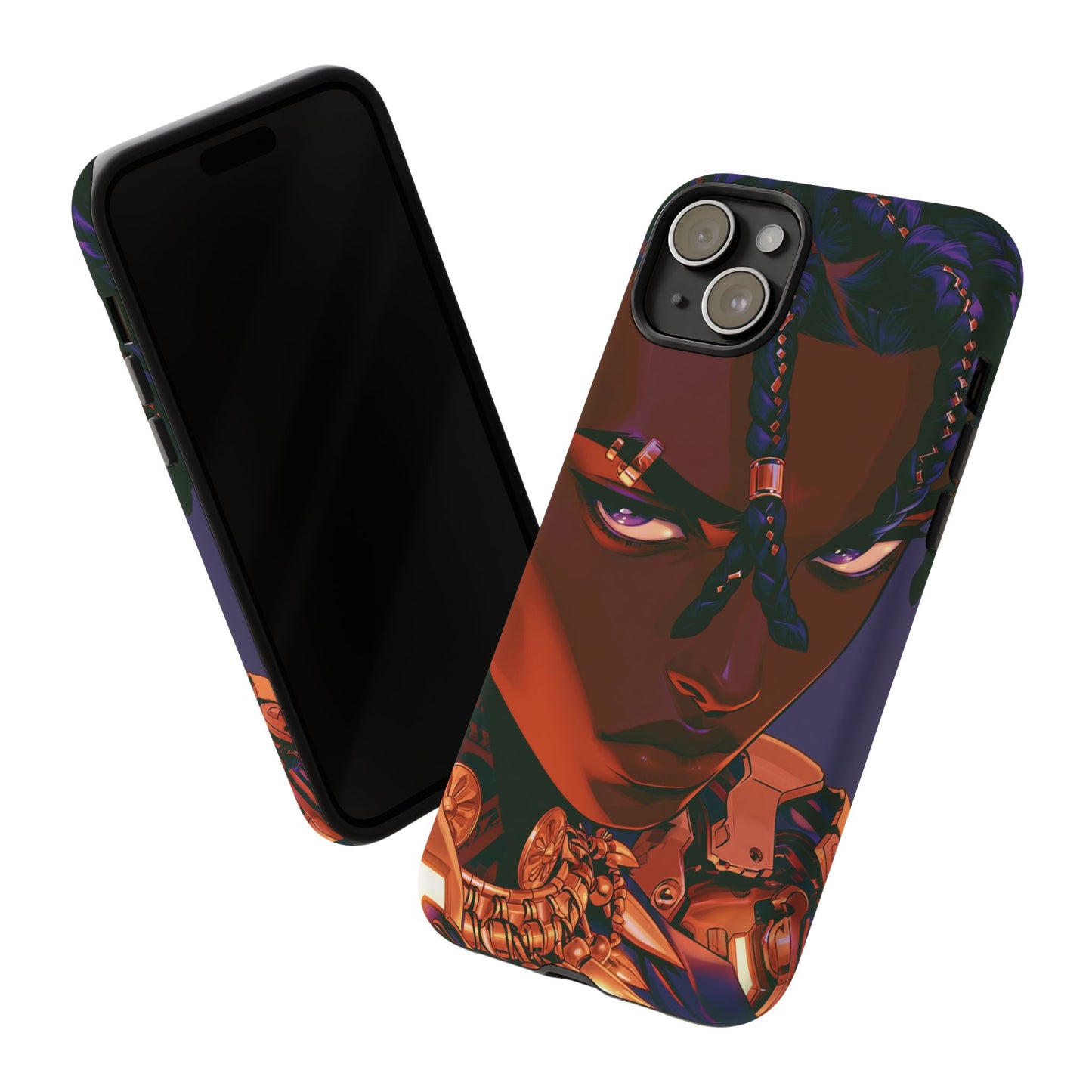 Afrofuturist Phone Case Black Owned iPhone 16 Case Cyberpunk Warrior Art Cultural Gift Tough Case