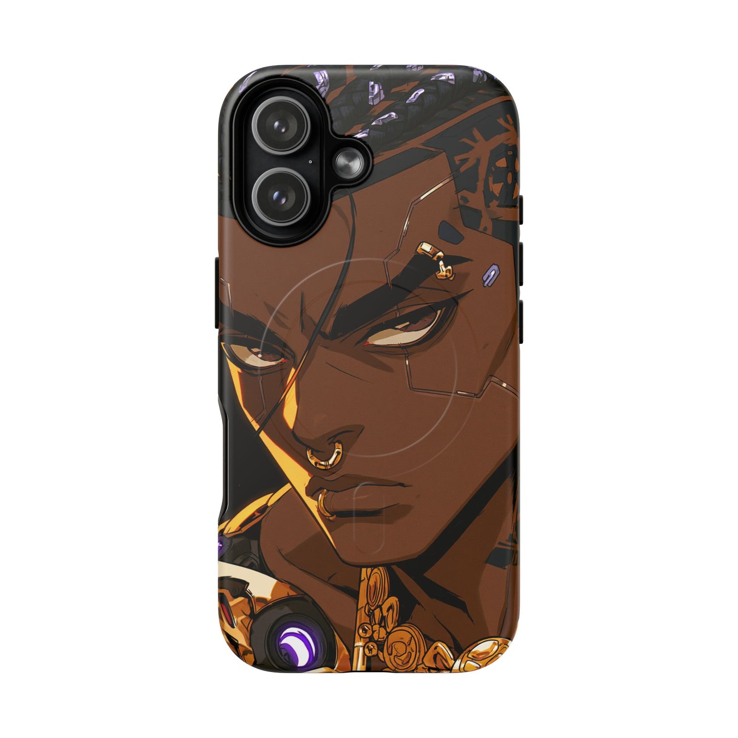 Afrofuturist Phone Case Black Owned Cyberpunk Man Art Phone Case Streetwear Gold Tribal Gift