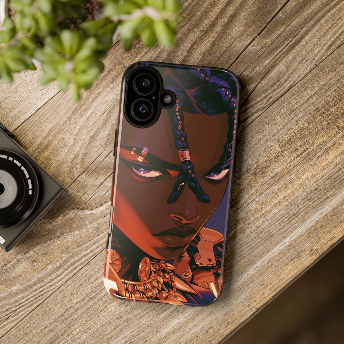 Afrofuturist Phone Case Black Owned iPhone 16 Case Cyberpunk Warrior Art Cultural Gift Tough Case