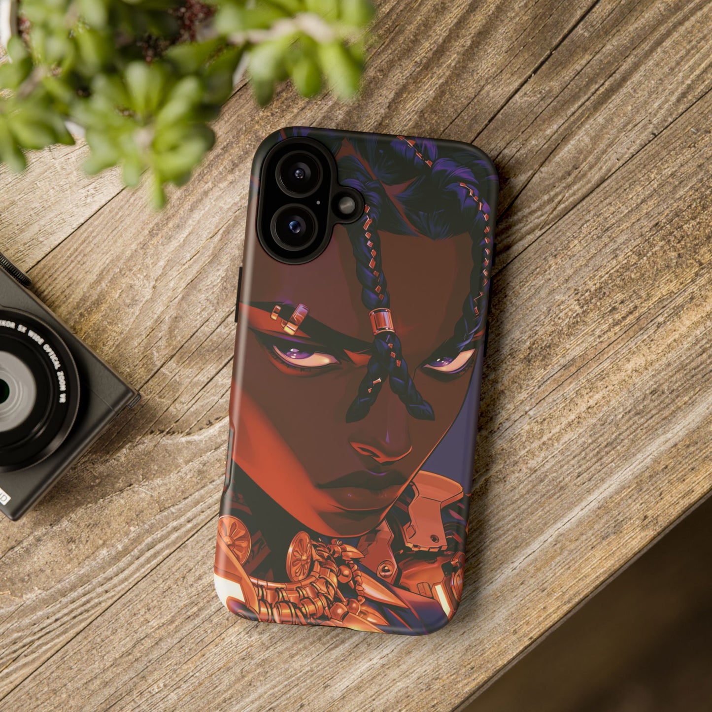 Afrofuturist Phone Case Black Owned iPhone 16 Case Cyberpunk Warrior Art Cultural Gift Tough Case