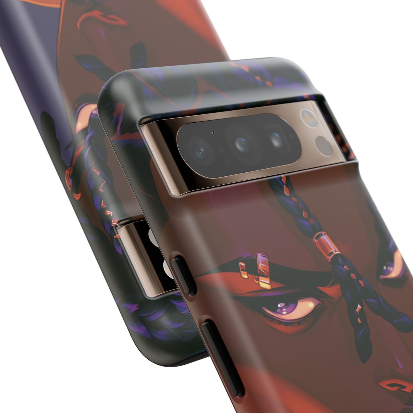 Afrofuturist Phone Case Black Owned iPhone 16 Case Cyberpunk Warrior Art Cultural Gift Tough Case