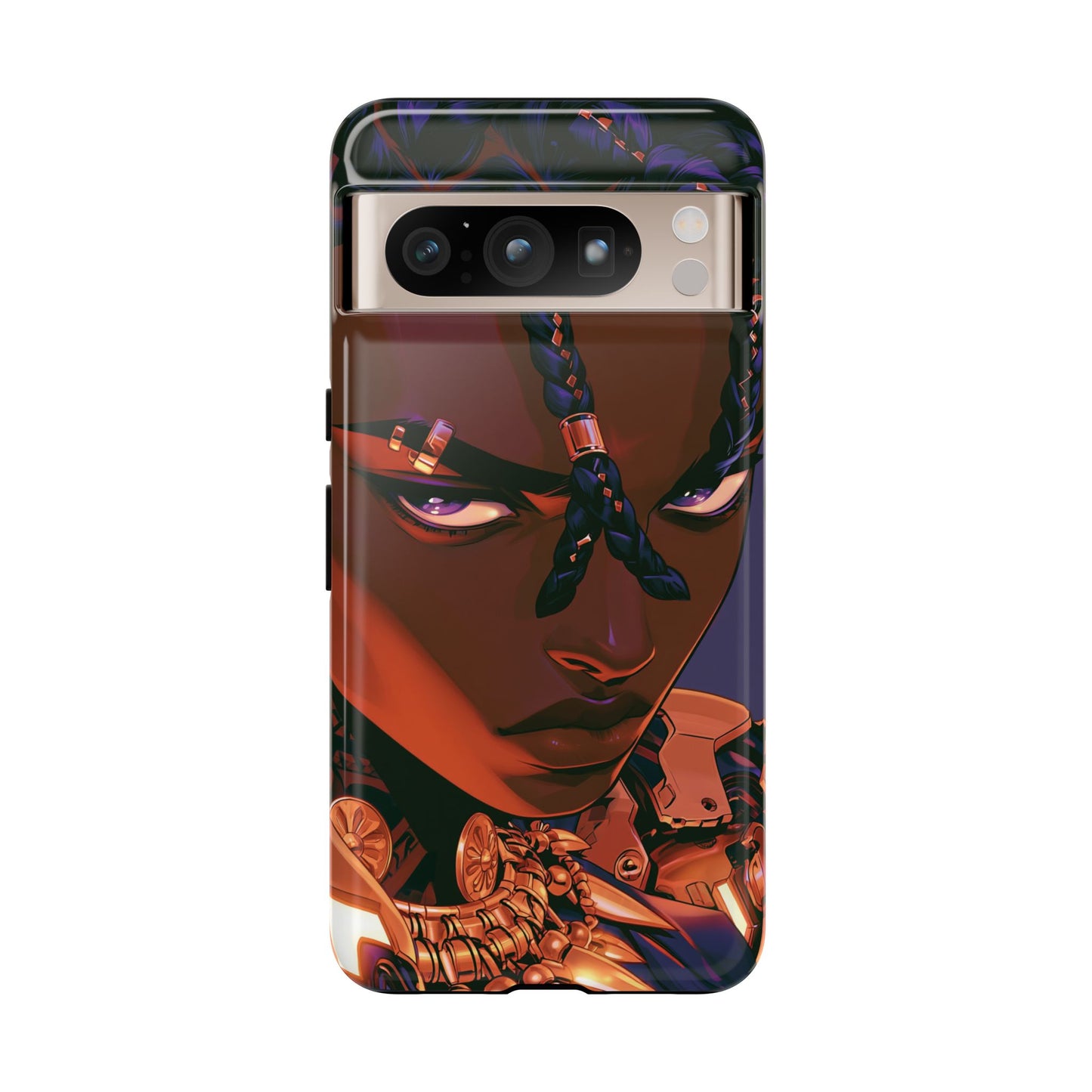 Afrofuturist Phone Case Black Owned iPhone 16 Case Cyberpunk Warrior Art Cultural Gift Tough Case
