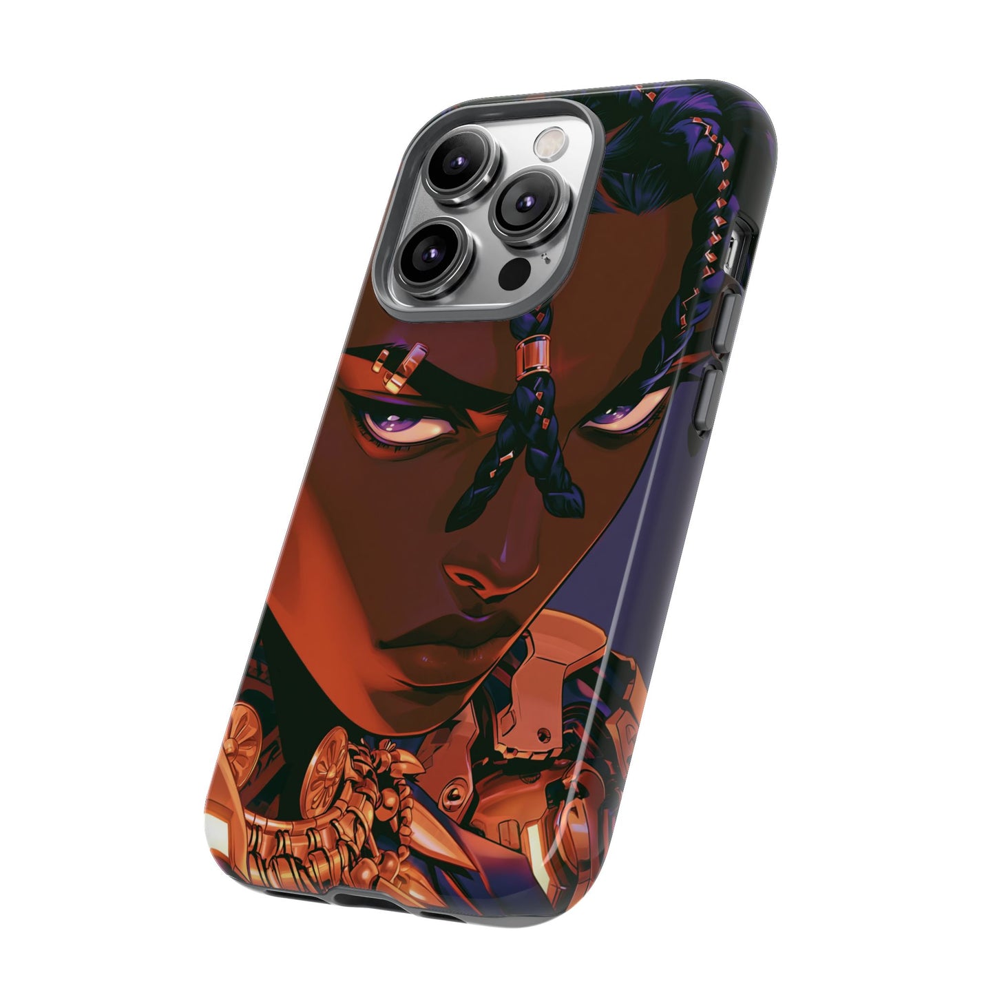 Afrofuturist Phone Case Black Owned iPhone 16 Case Cyberpunk Warrior Art Cultural Gift Tough Case