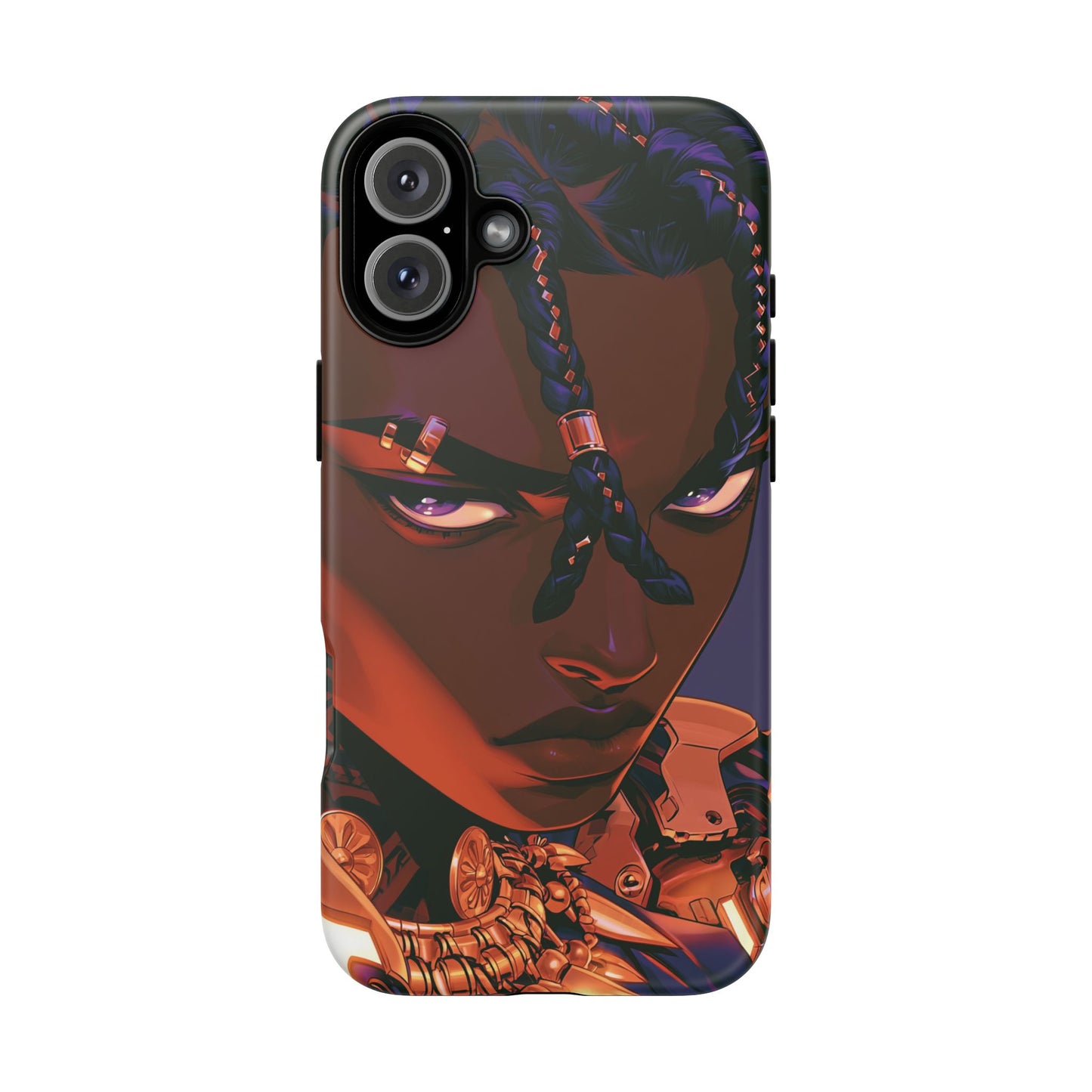 Afrofuturist Phone Case Black Owned iPhone 16 Case Cyberpunk Warrior Art Cultural Gift Tough Case