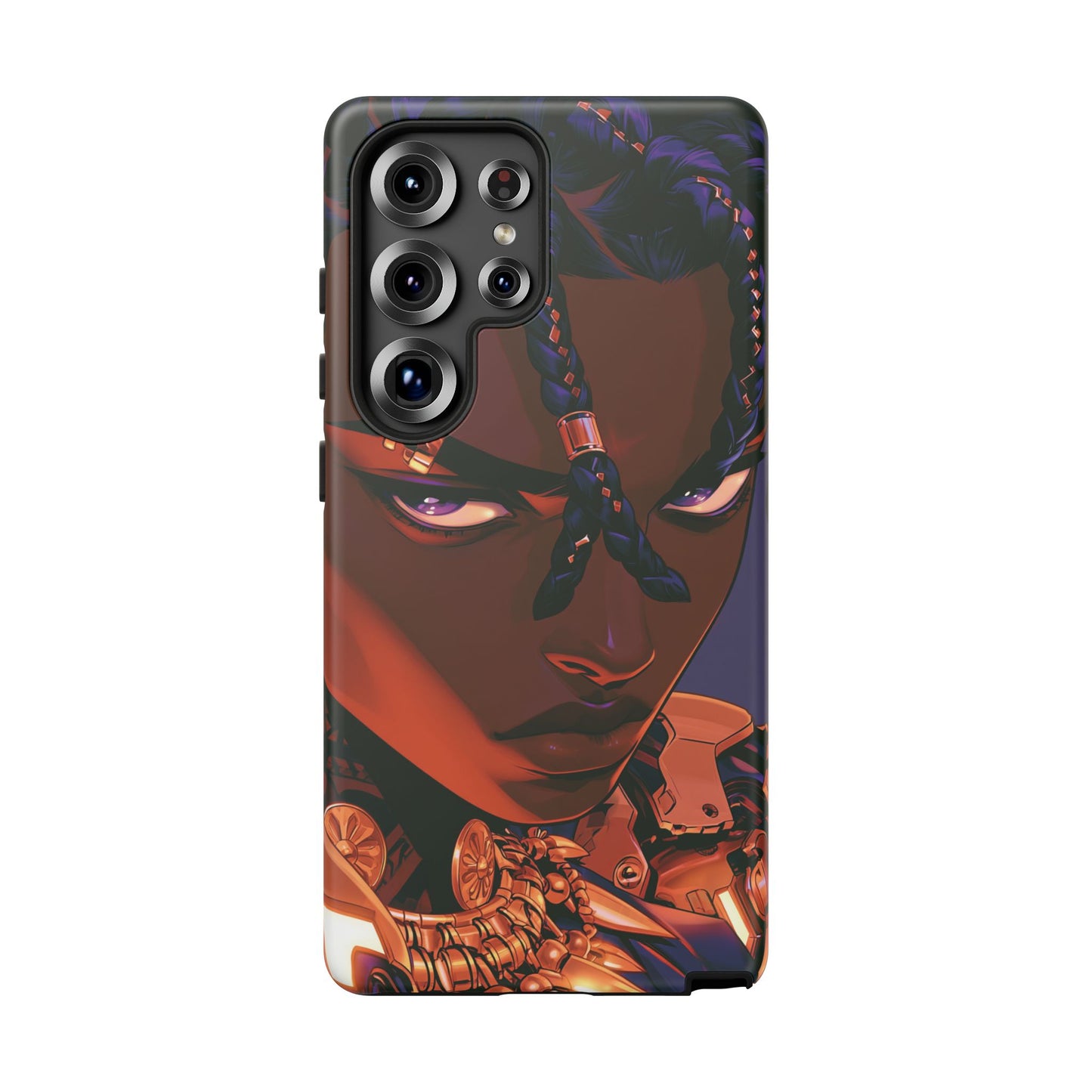 Afrofuturist Phone Case Black Owned iPhone 16 Case Cyberpunk Warrior Art Cultural Gift Tough Case
