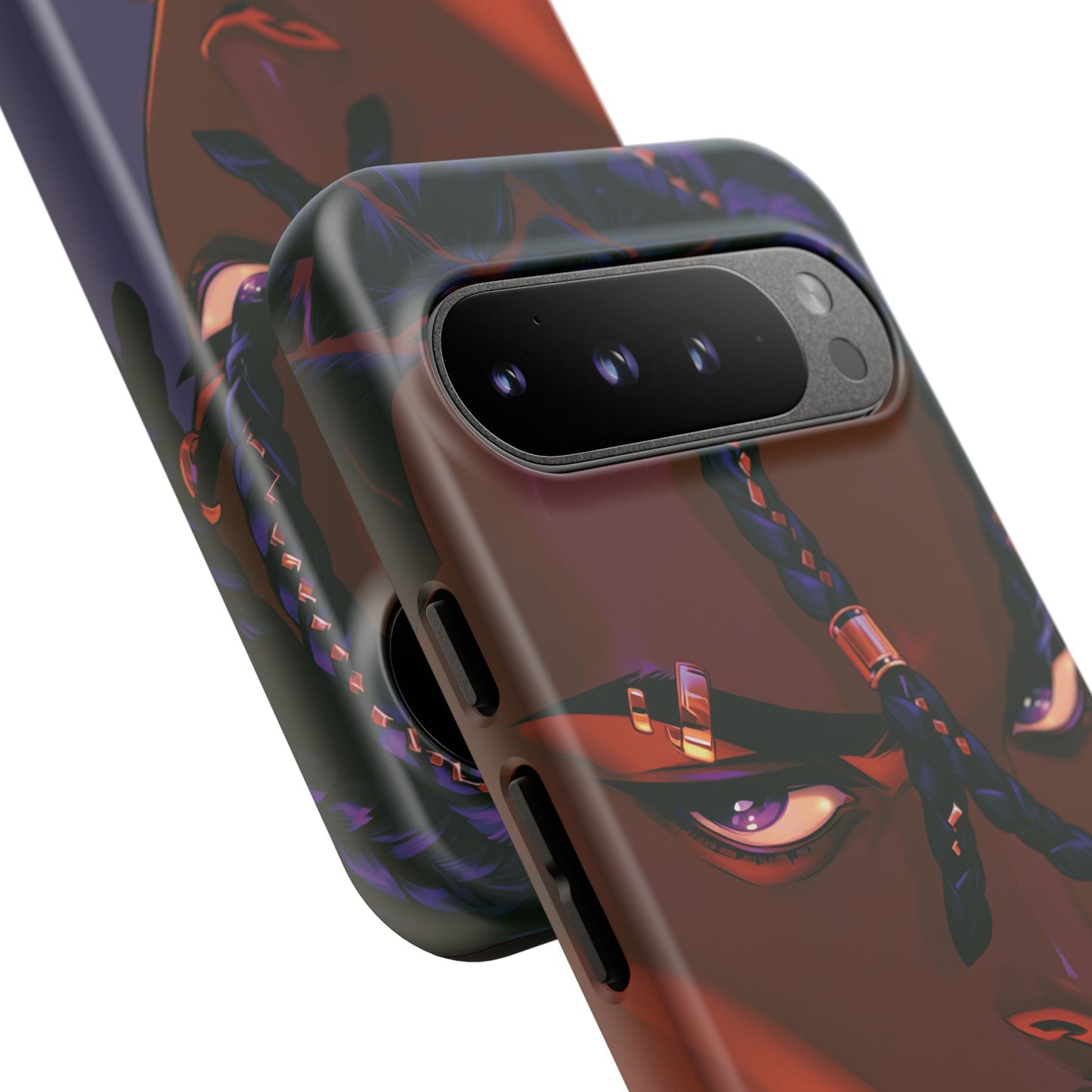 Afrofuturist Phone Case Black Owned iPhone 16 Case Cyberpunk Warrior Art Cultural Gift Tough Case