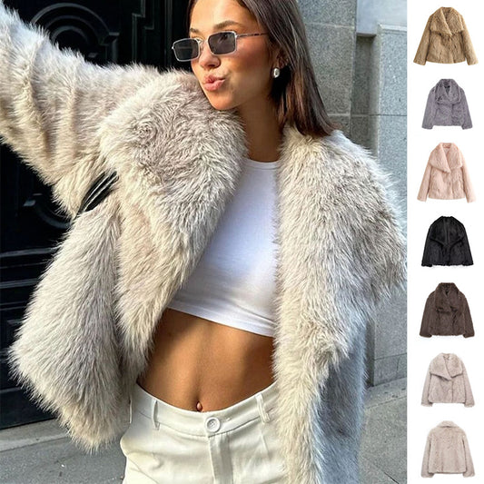 Cozy Chic: Winter Plush Fluffy Lapel Coat